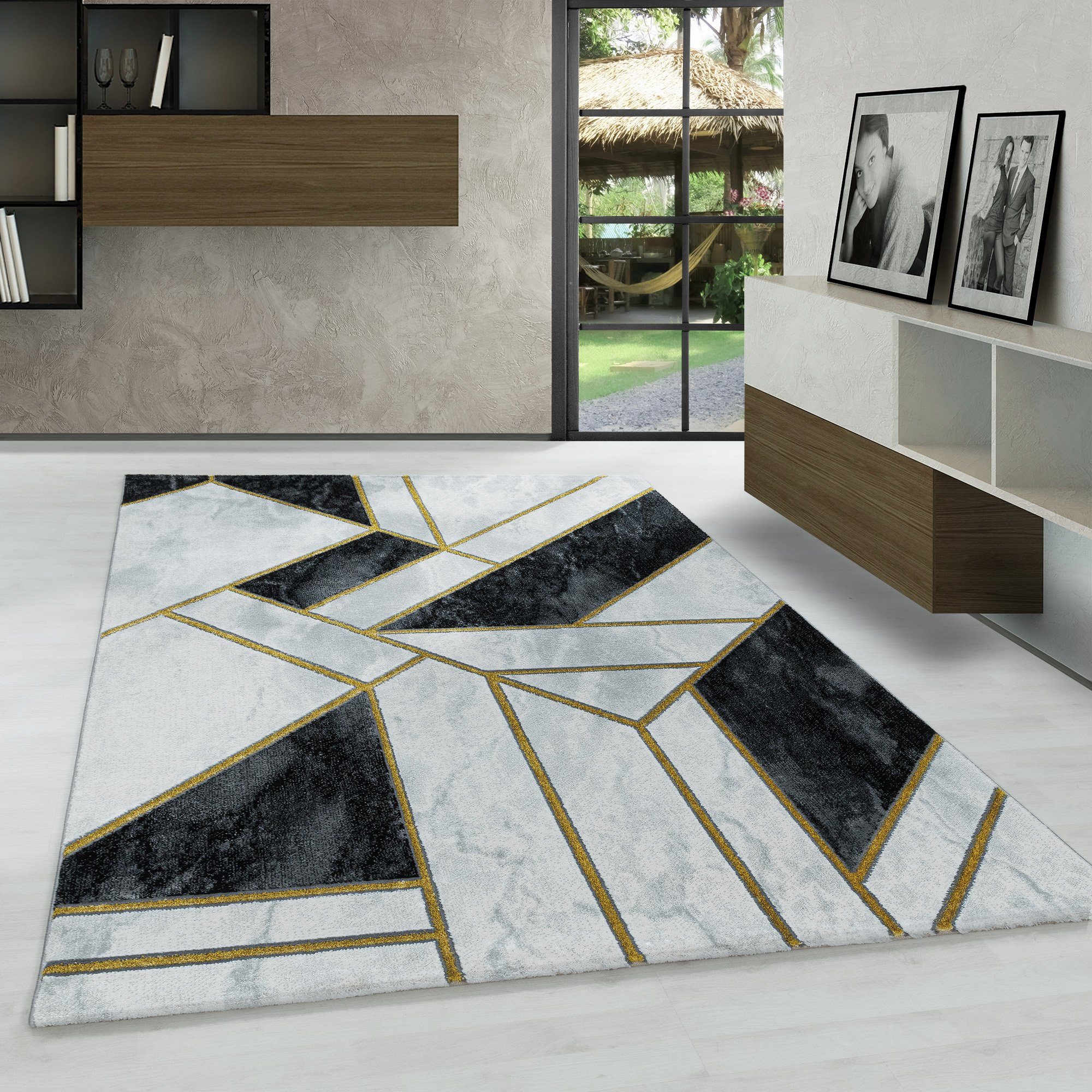 12 Kurzflor Läufer, Skandinavische Carpetsale24, mm, Stil Design, Wohnzimmer Design Marmor Designteppich Höhe: Marmor Teppich