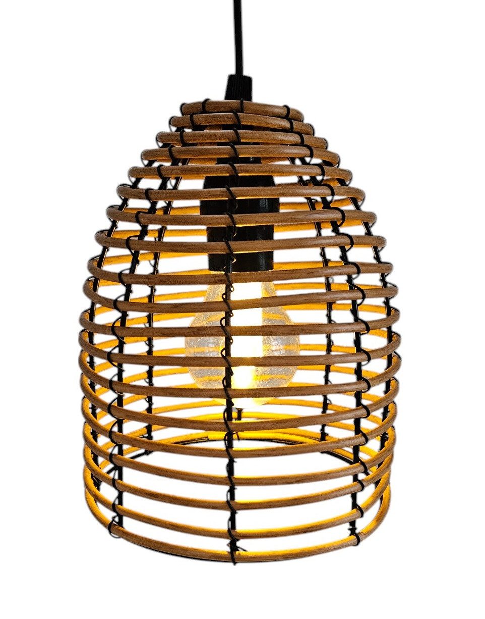 Meinposten Hängeleuchte LED Rattan Optik Außen Innenbereich 18x16 cm Garten günstig online kaufen