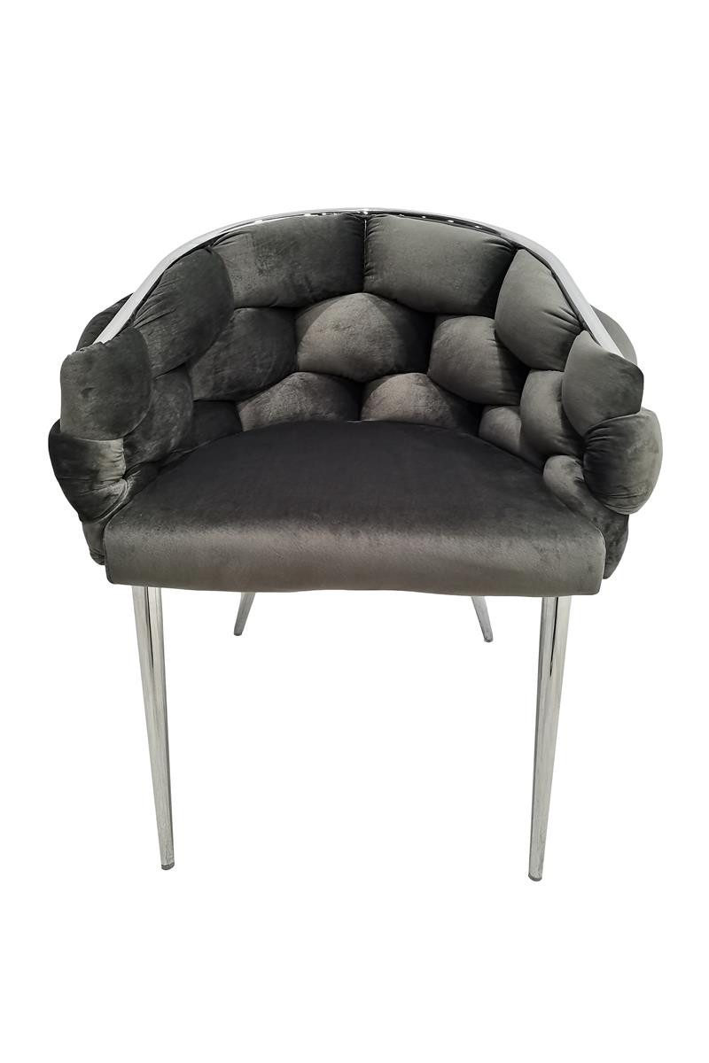 Qiyano Esszimmerstuhl Design-Stuhl 2er Set Anthrazit/Silber, günstig online kaufen