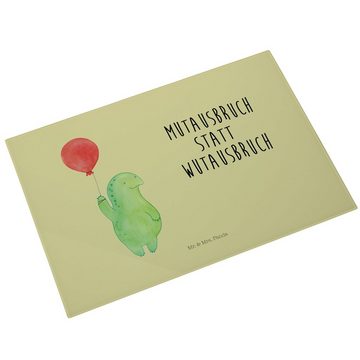 Mr. & Mrs. Panda Servierbrett Schildkröte Luftballon - Gelb Pastell - Geschenk, Frühstücksbrett, Sc, Premium Glas, (1-St), Lebensmittelecht