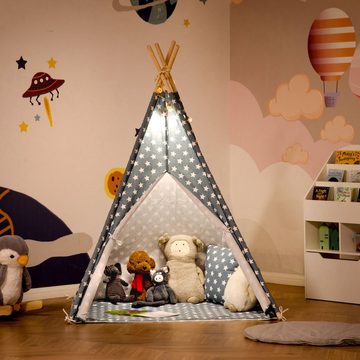 HOMCOM Spielzelt mit Kissenmatratze Kinderzimmer Teepee Indianerzelt Outdoor Indoor (Set, 1-tlg., Kinderzelt) mit Transporttasche
