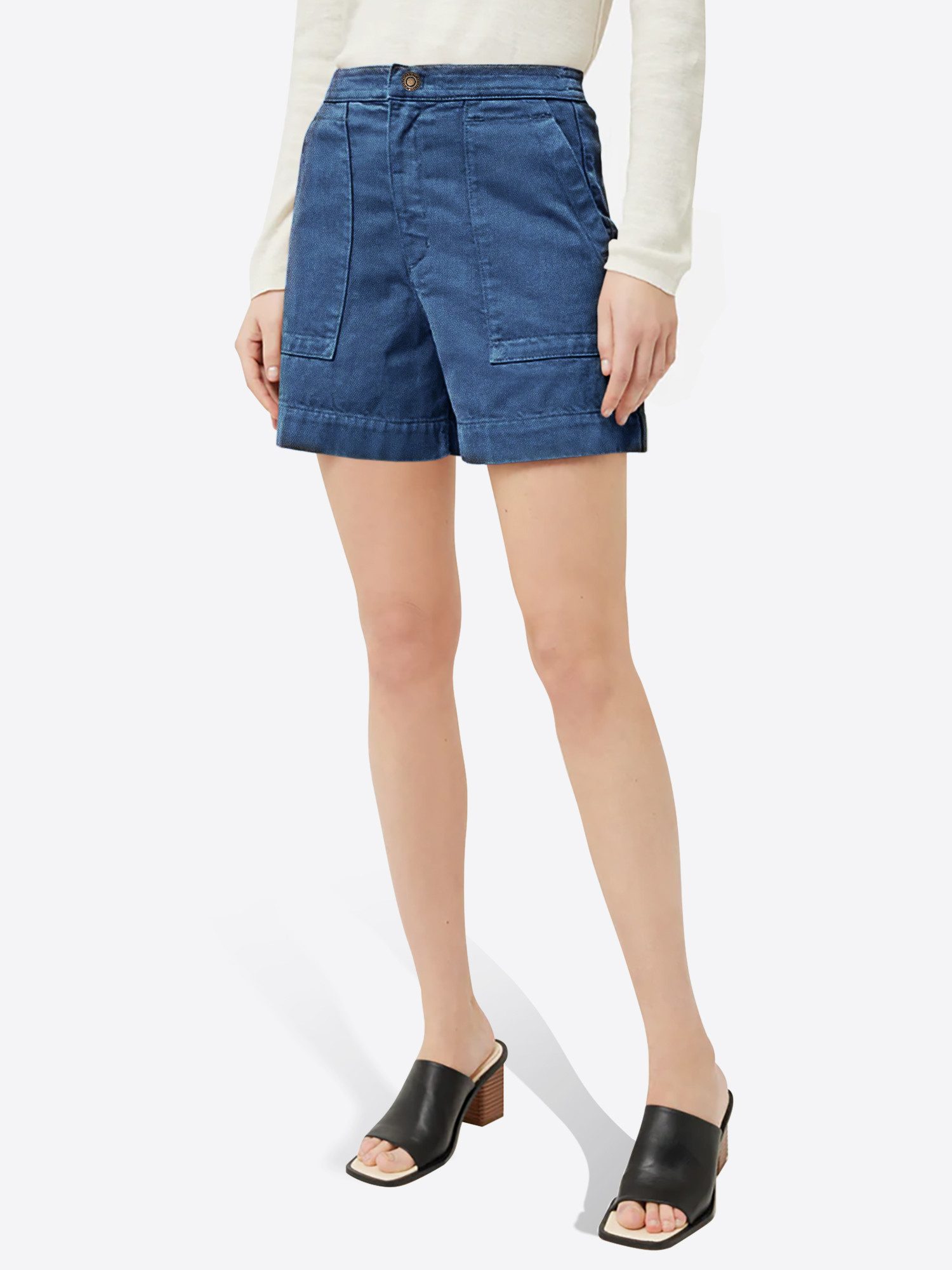 Jeansshorts Damen Shorts mit hohem Bund