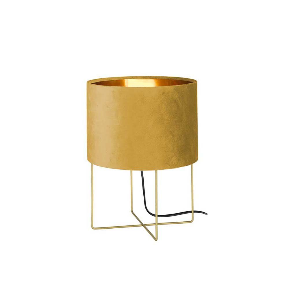 etc-shop LED Tischleuchte, Tischleuchte Nachttischleuchte Wohnzimmerlampe Metall Textil Gold H 32