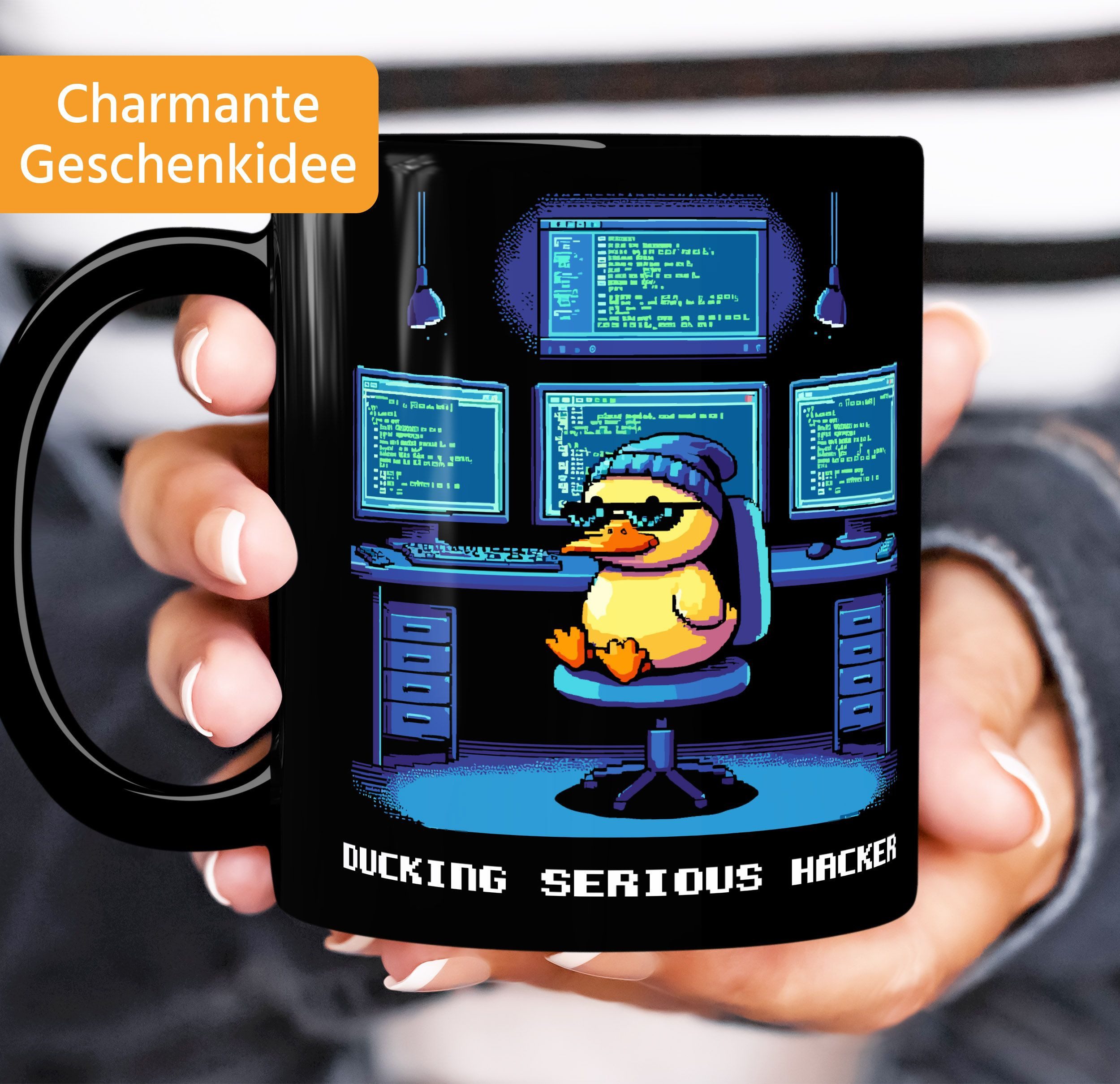 MoonWorks Tasse Kaffee-Tasse Quietsche-Entchen Rubber Duck Debugging Hacker Ente, Keramik