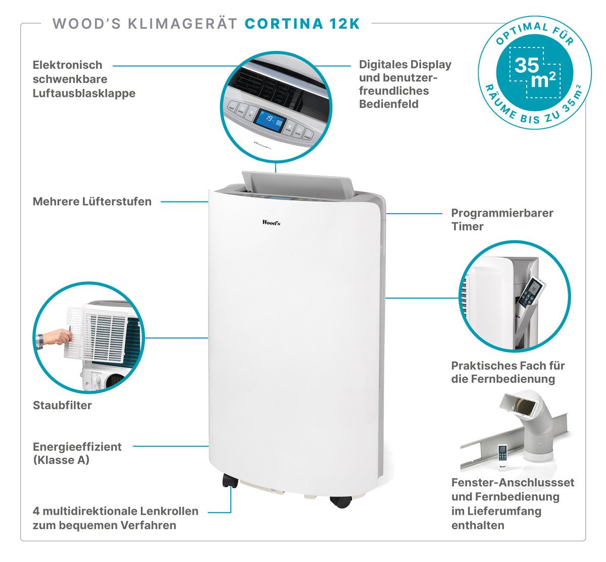Wood's 3-in-1-Klimagerät Cortina 12K - Optimal günstig online kaufen