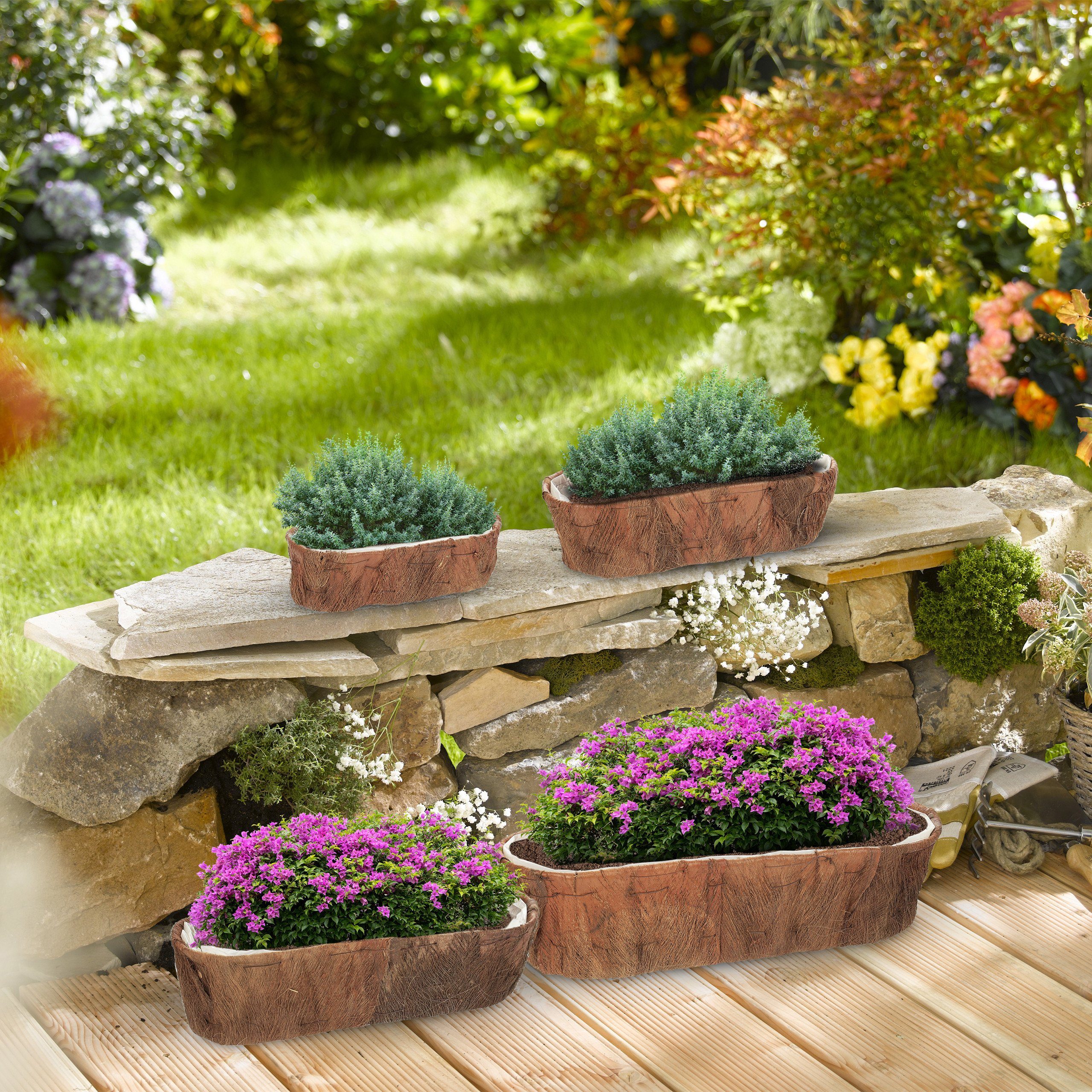relaxdays Blumenkasten Länglicher Blumenkasten 4er Set günstig online kaufen