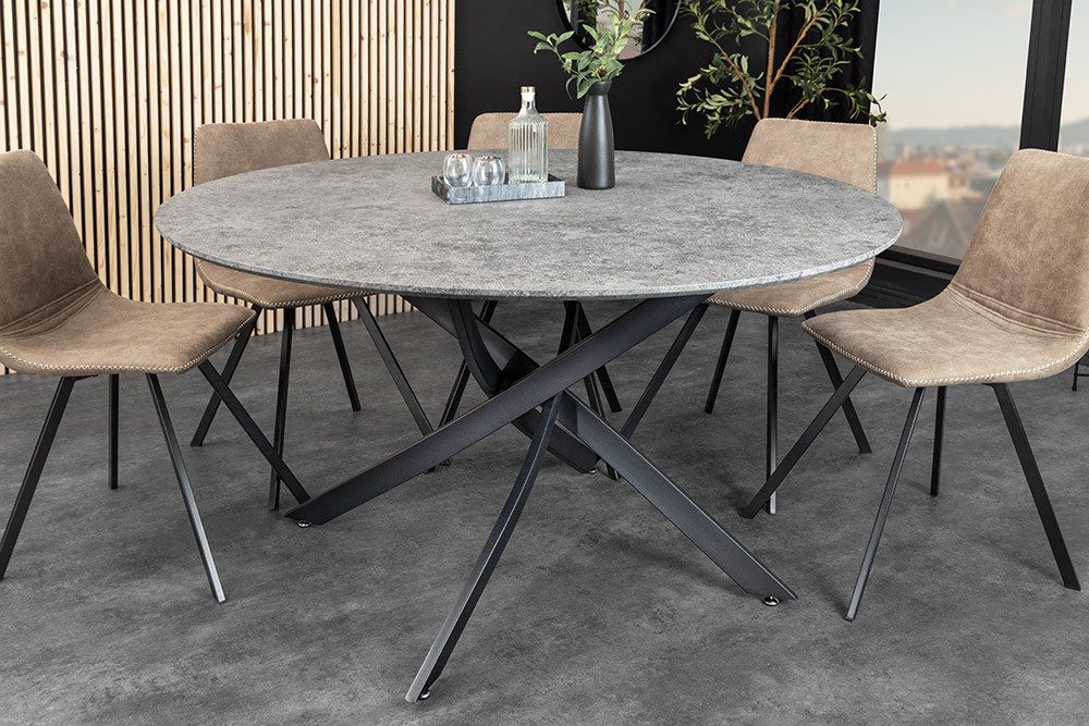 riess-ambiente Esstisch HELIX 120cm grau - Betonoptik, Sterngestell, Modern, rund, 4 Personen (Einzelartikel, 1-St), Einladender Tisch - ideal für kleine Räume und gesellige Momente