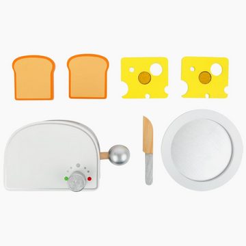 Small Foot Kinder-Toaster Frühstücks-Set Kinderküche, kompakte Toaster aus massiven Schichtholz