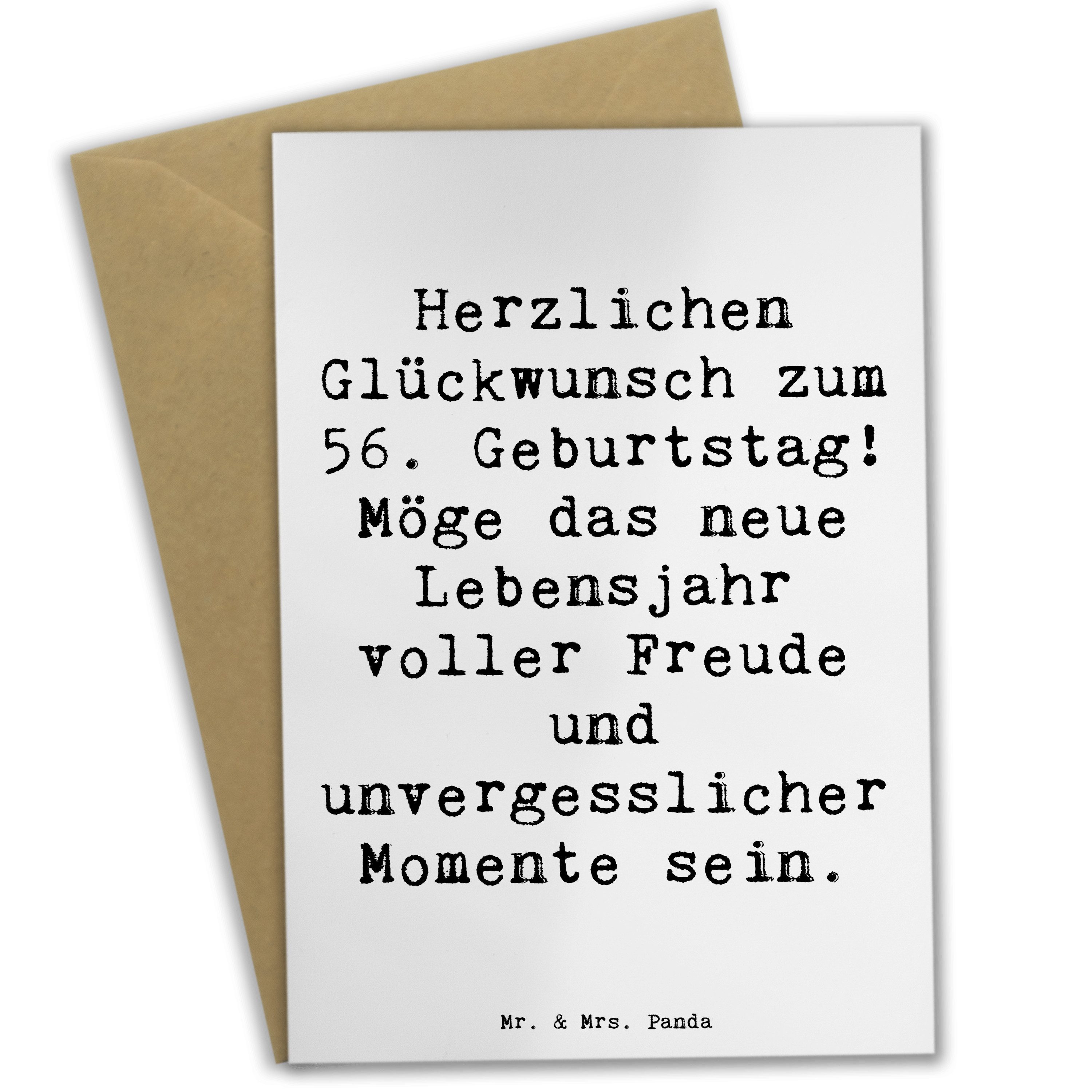 Grußkarte Spruch 56. Geburtstag Freude - Weiß - Geschenk, Glück wünschen, liebe