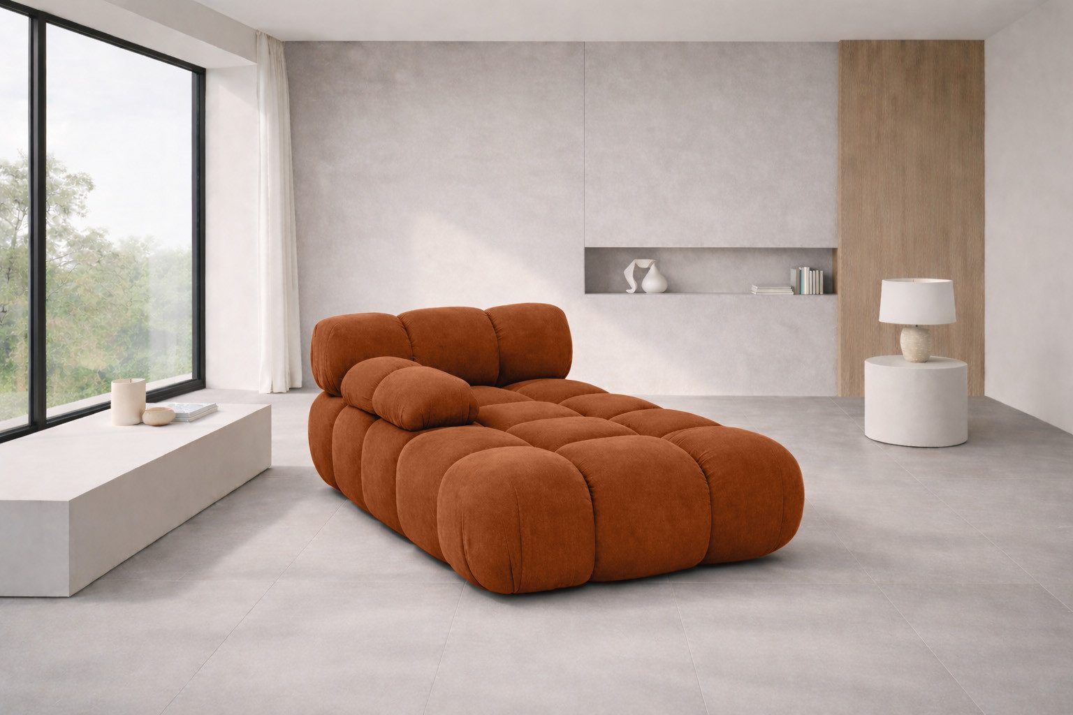 Kaiser Möbel Chaiselongue modular für Wohnzimmer, Veloursstoff Salvador, Selia, Chaiselongue, Veloursstoff Salvador,Teil eines Modulsystems,moderne, elegante Optik