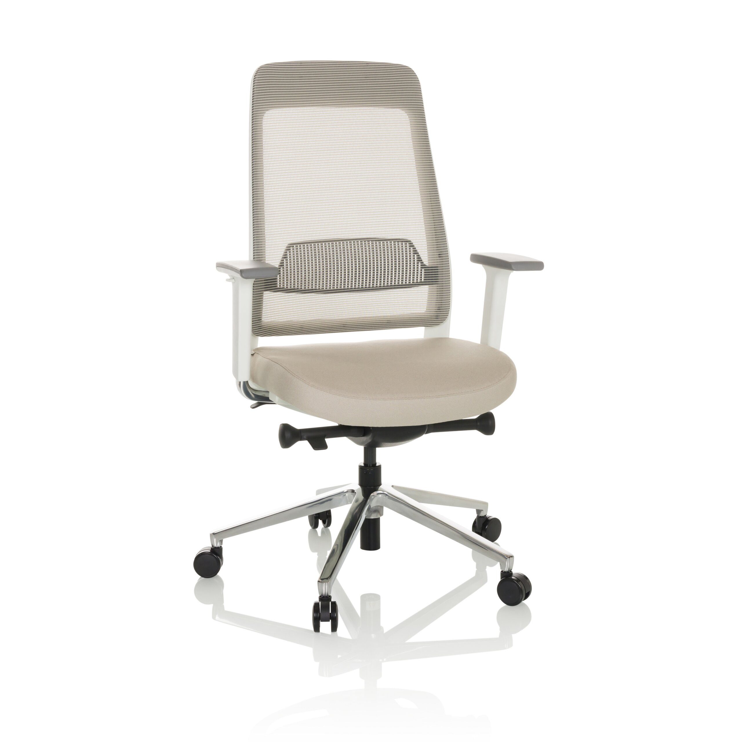 hjh OFFICE Drehstuhl Profi Bürostuhl Chiaro T2 White Stoff / Netzstoff (1 St), Ergonomischer Chefsessel, Schreibtischstuhl höhenverstellbar
