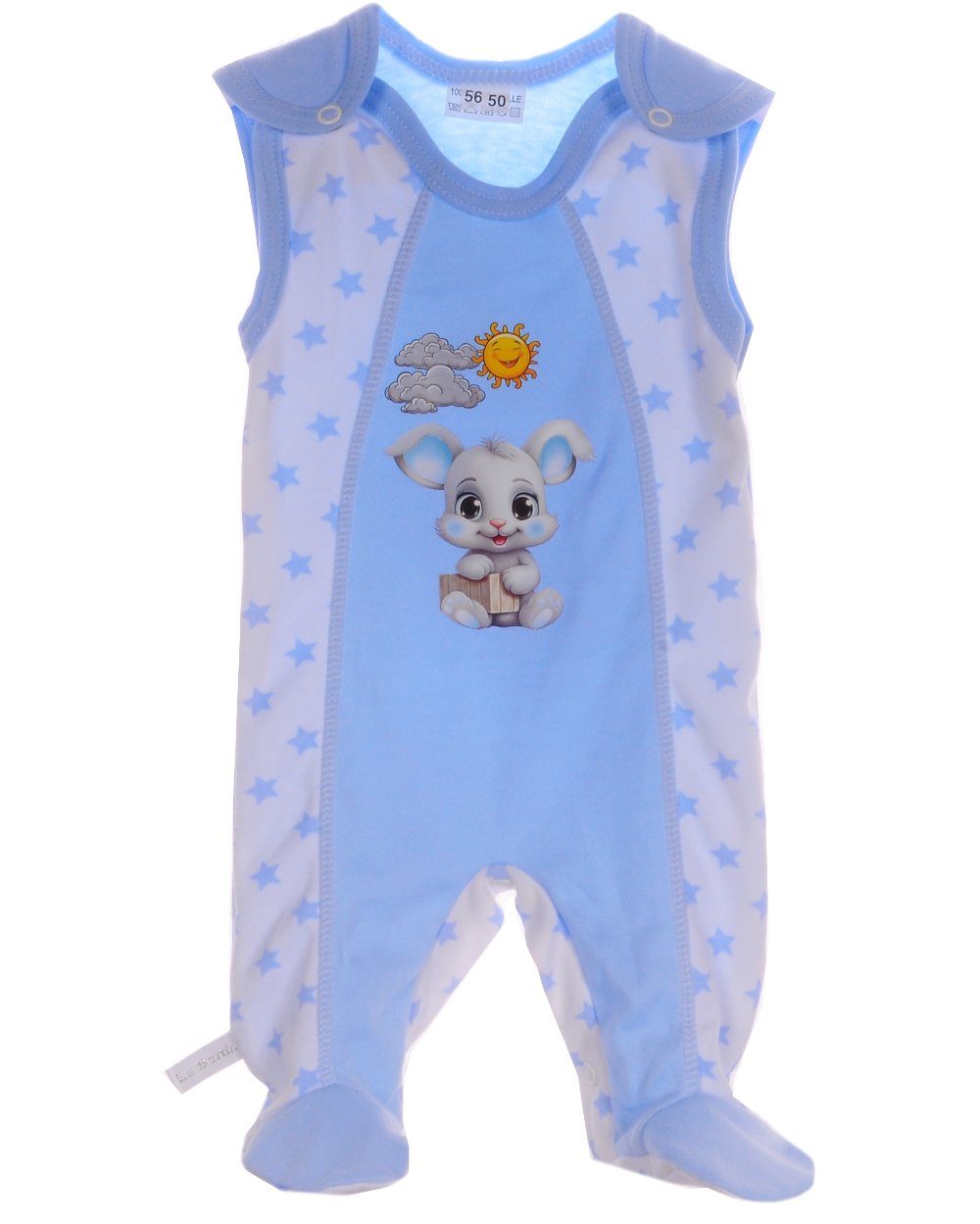 Strampler Baby Stramplerhose in Blau mir Häschen Einteiler