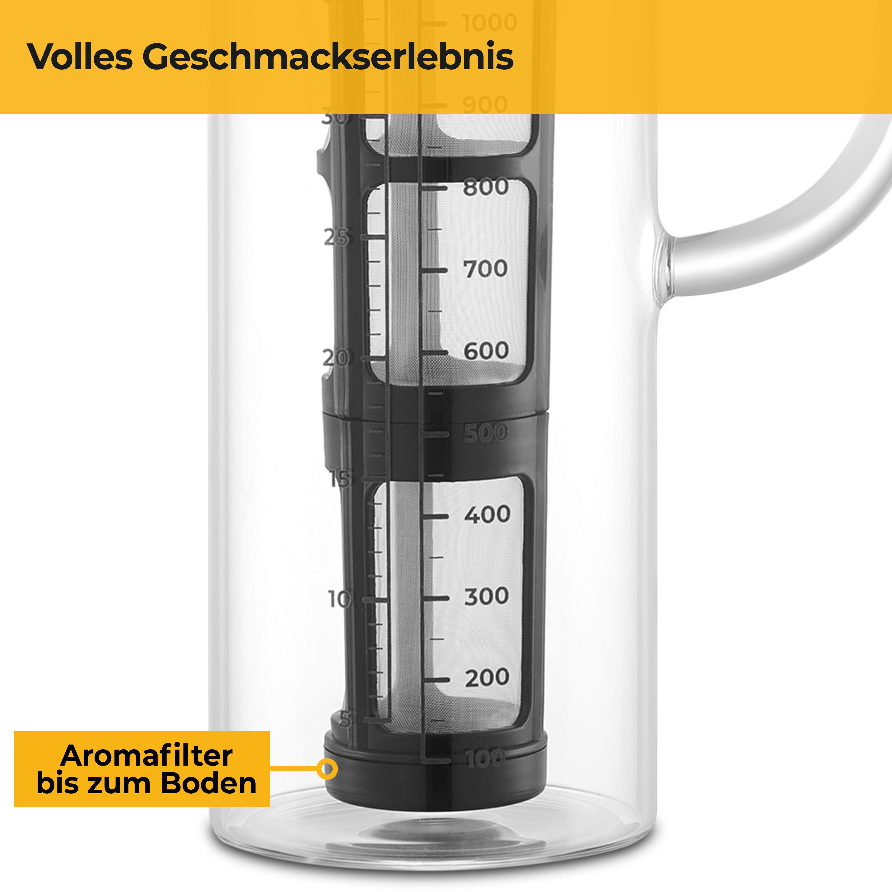 für Kühlschranktüren Sieb, Brew SILBERTHAL Kaffeekanne, Zubereiter, ideal 1.3l Cold feinmaschiges