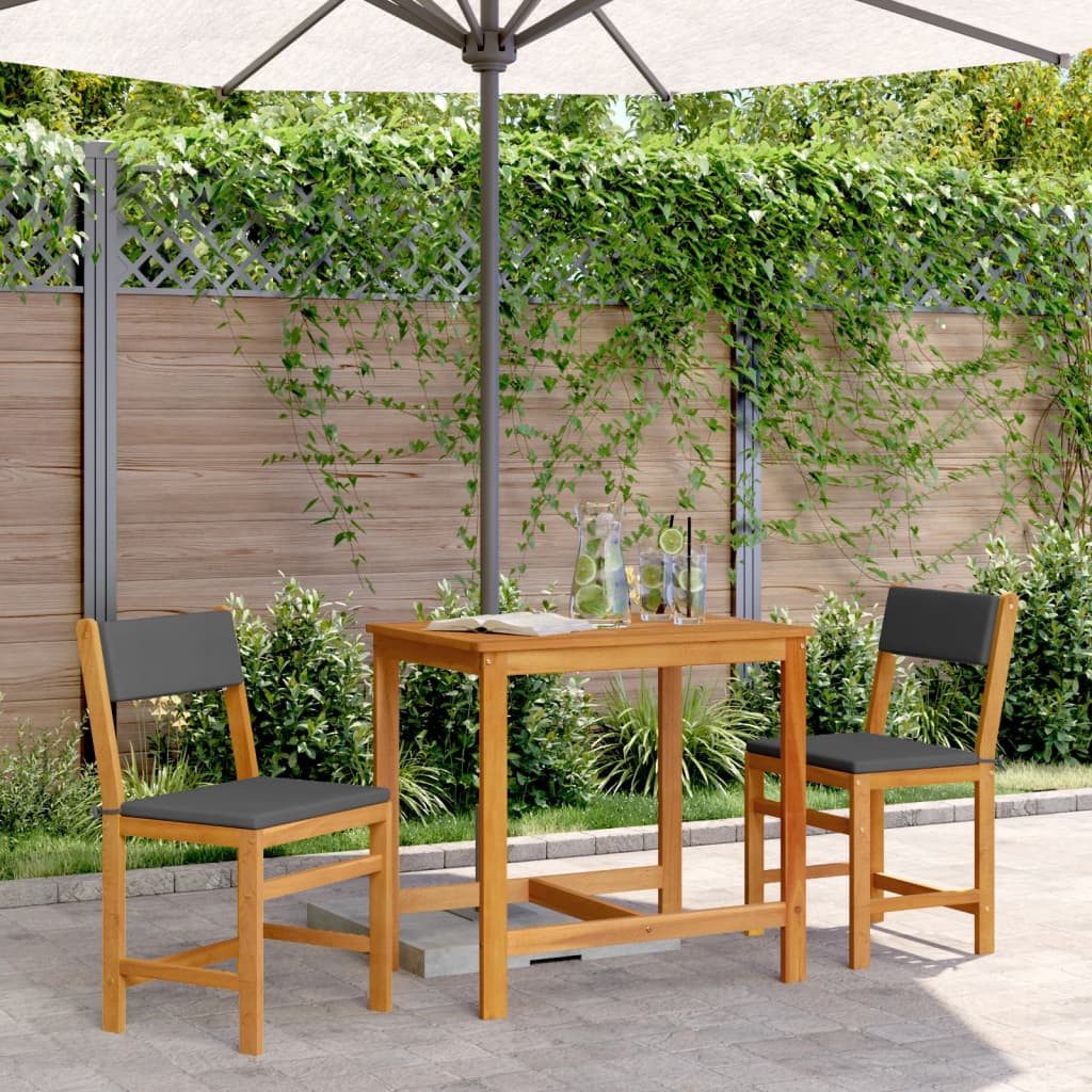 vidaXL Gartenlounge-Set 3-tlg. Balkonmöbel-Set mit Kissen Massivholz, (1-tlg)