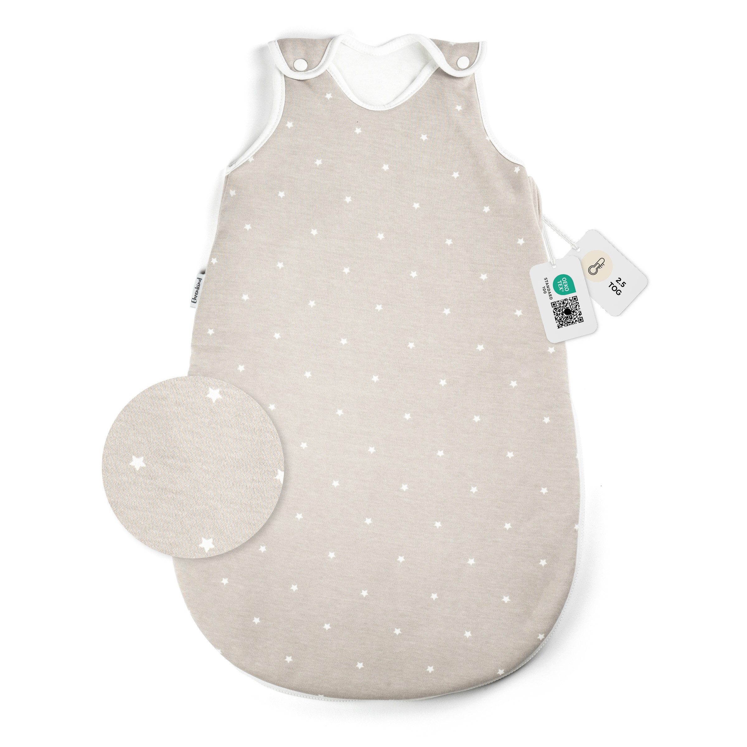 Ehrenkind Babyschlafsack Sommer, Rund, Bio-Baumwolle (Standard by OEKO-TEX, 100% Bio-Baumwolle, Sommerschlafsack, 1.0 TOG), Schlafsack Baby,  Baby Schlafsack