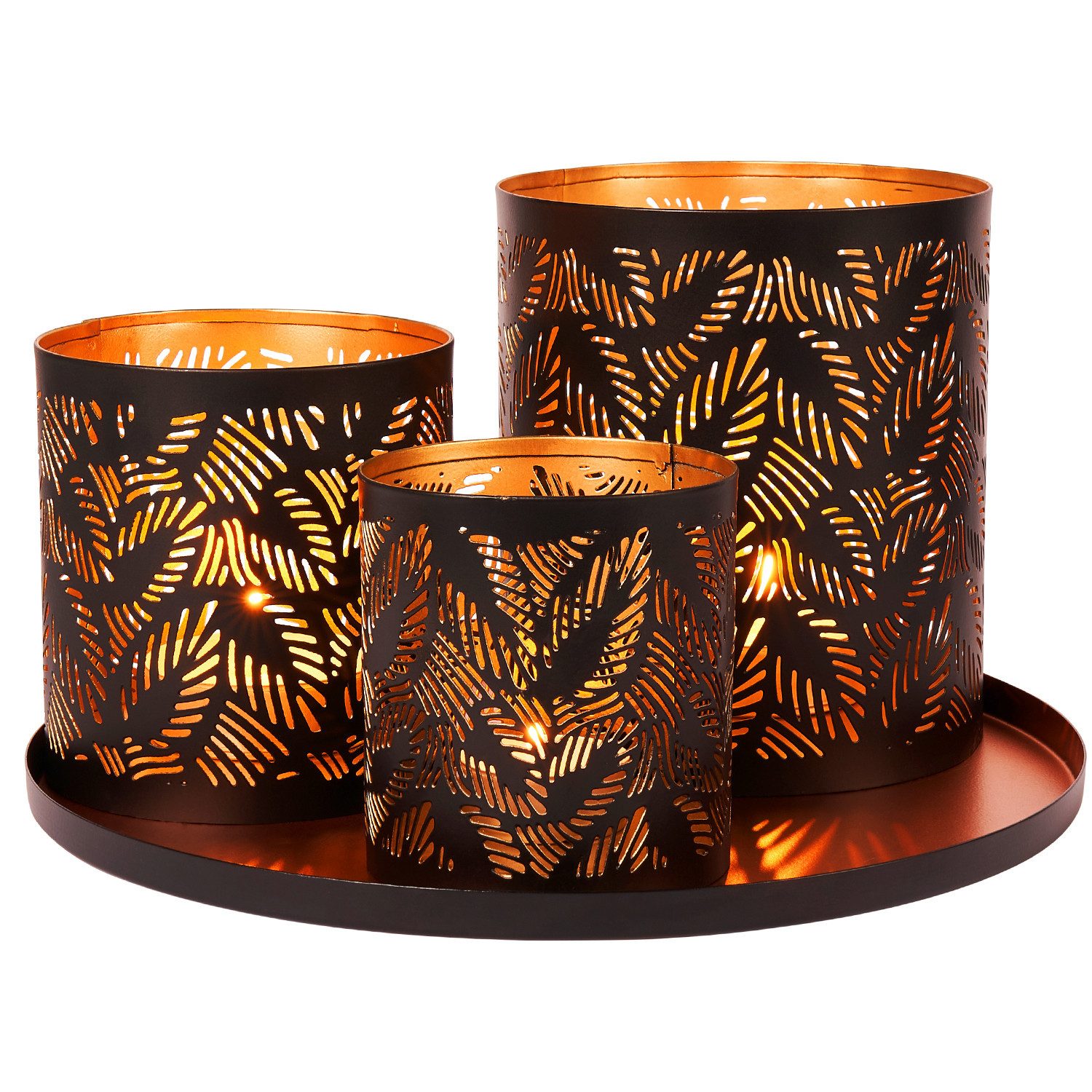 Marrakesch Orient & Mediterran Interior Teelichthalter mit Tablett Geschenkset Garten Windlichter Свечиtablett Deko Set 21
