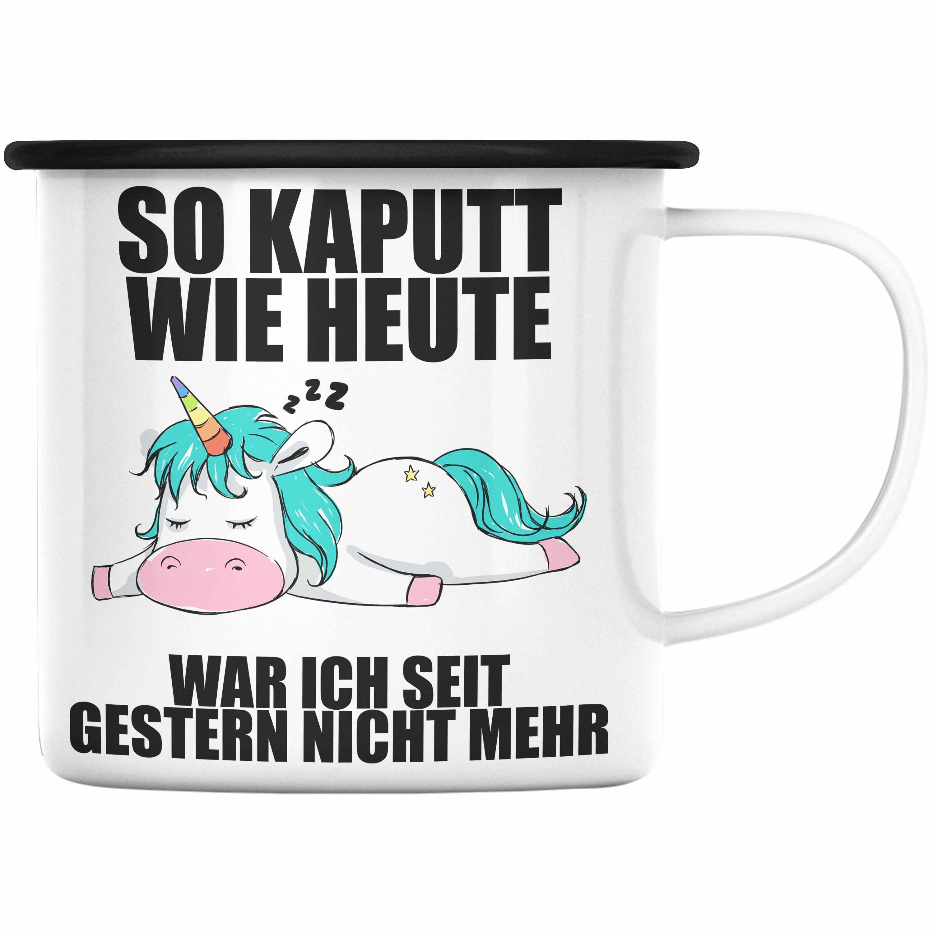 Trendation Thermotasse Geschenk Arbeitskollege - Mitarbeiter Emaille Geschenkidee Tassen Lustige mit Kollege Sprüchen Schwarz Trendation