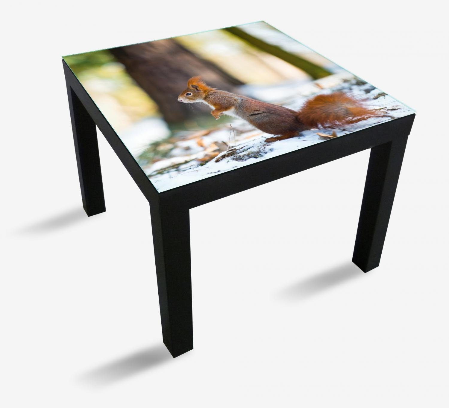 St), (1 Wallario Ikea Wald Tisch Tischplatte im Lack für Neugieriges geeignet Eichhörnchen verschneiten