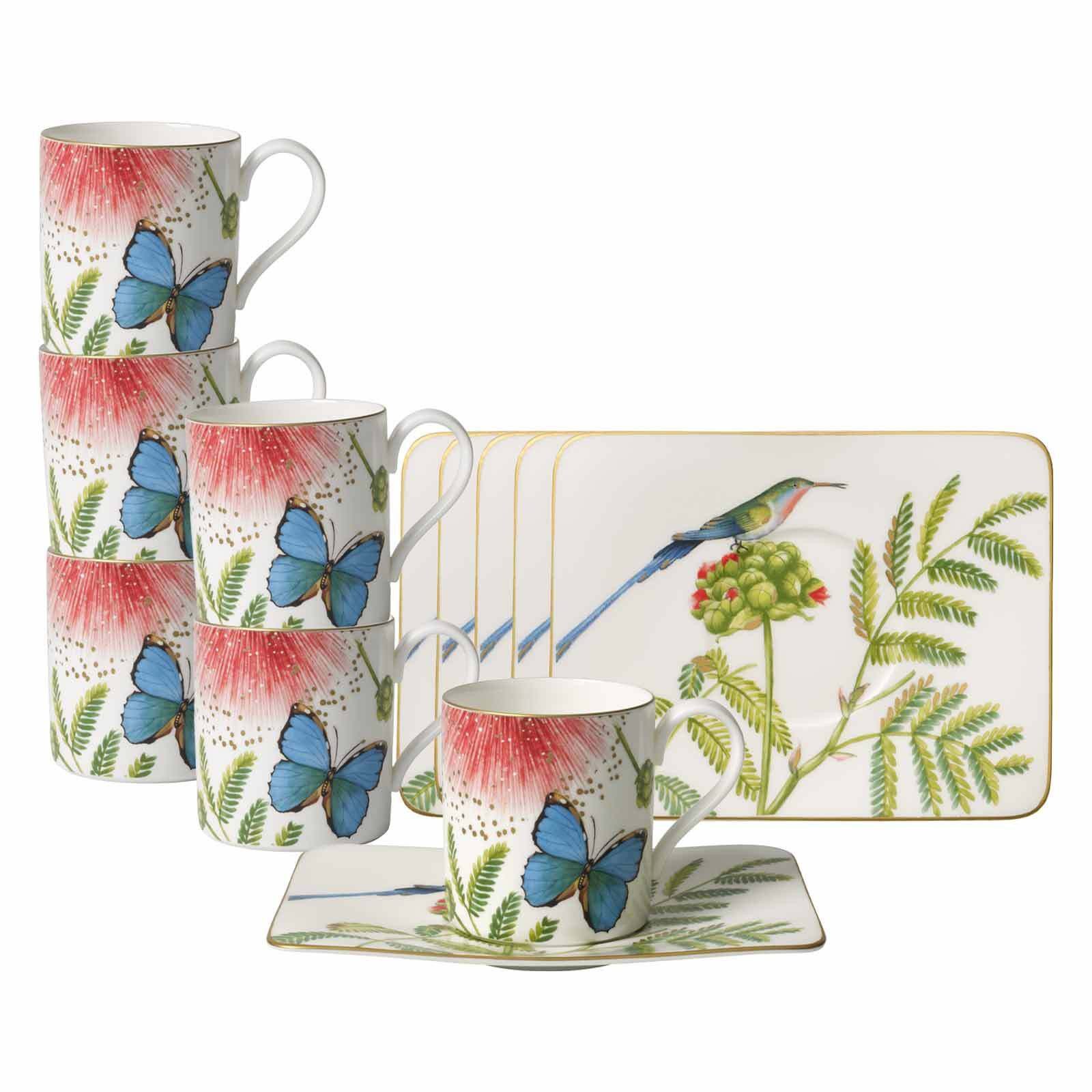 Villeroy & Boch Tasse Amazonia Kaffeetassen mit Untertassen 210 ml, 12-tlg., Porzellan
