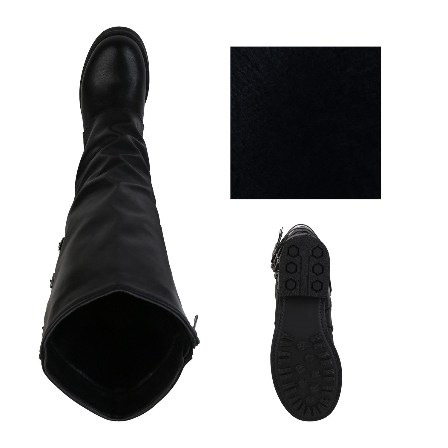 VAN HILL 841837 Stiefel Damen Leicht Gefütterte Bikerstiefel Stiefel Schnallen