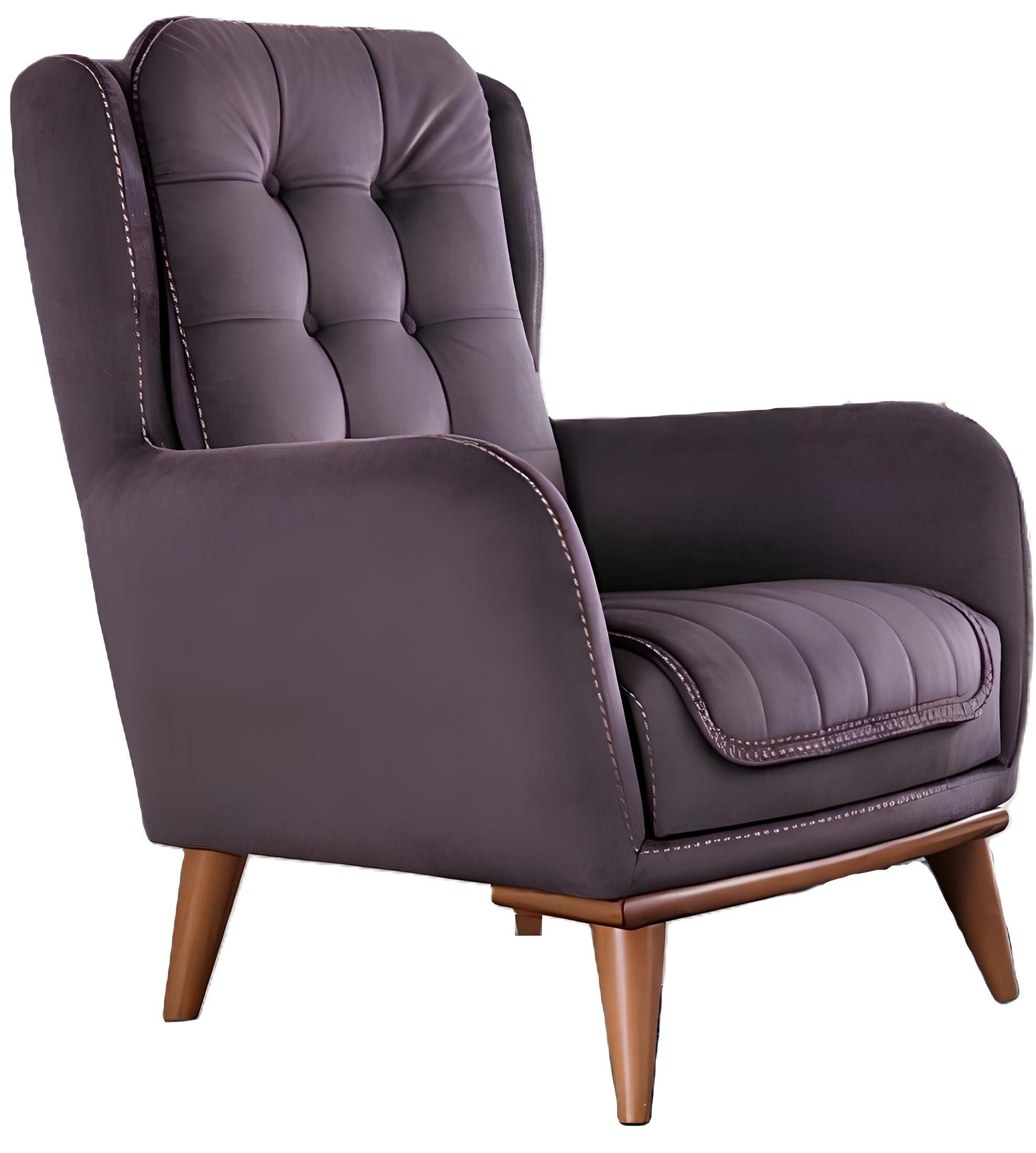JVmoebel Ohrensessel Chesterfield Relaxsessel in elegantem Grau mit Holzfüßen (Packung, 1-St., 1x Sessel), Made in Europa
