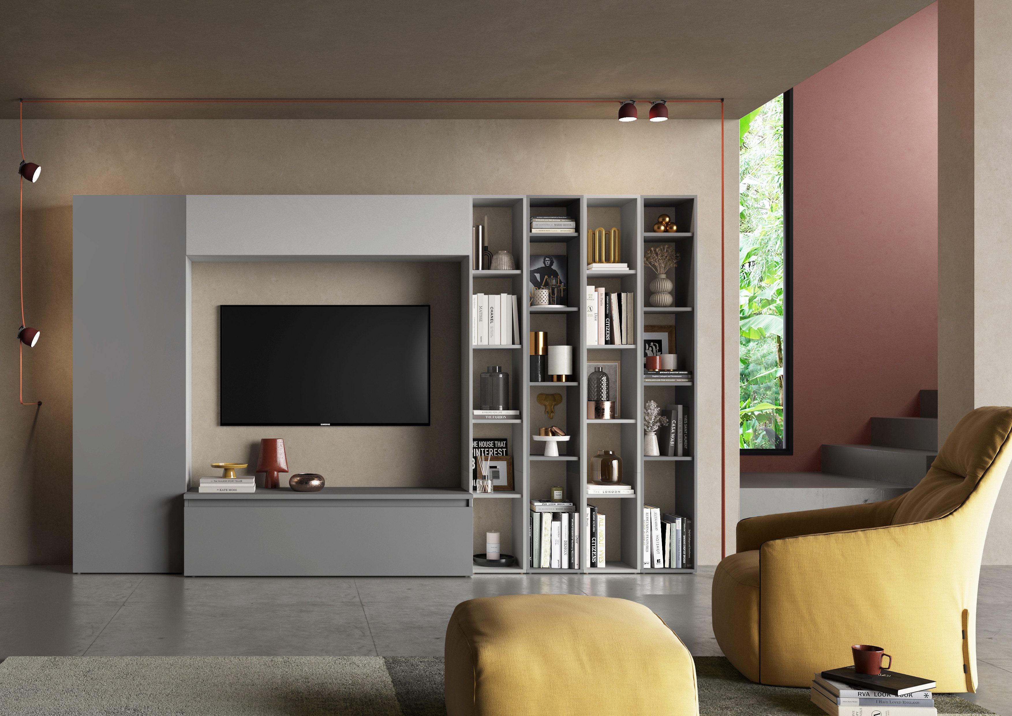 INOSIGN Wohnwand Infinity, 7tlg. Breite 305 cm, Schrankwand, Anbauwand, (7-St), (Lowboard, Stauraumschrank, Hängeschrank, 4x Standregal)