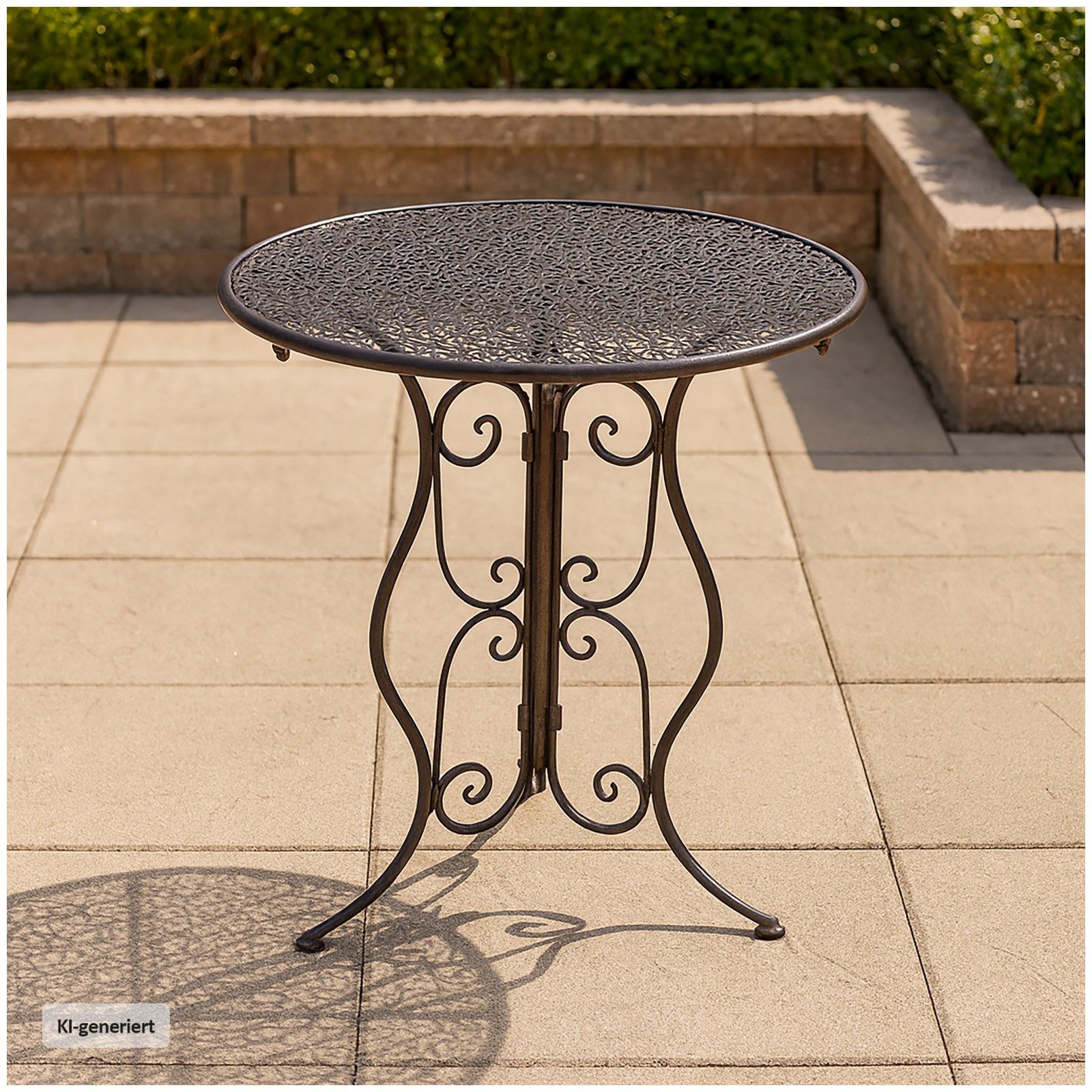 HTI-Line Gartentisch Gartentisch Lani Braun (Stück, 1-St., 1 Gartentisch), Metalltisch nostalgisch Ø 60 cm Braun