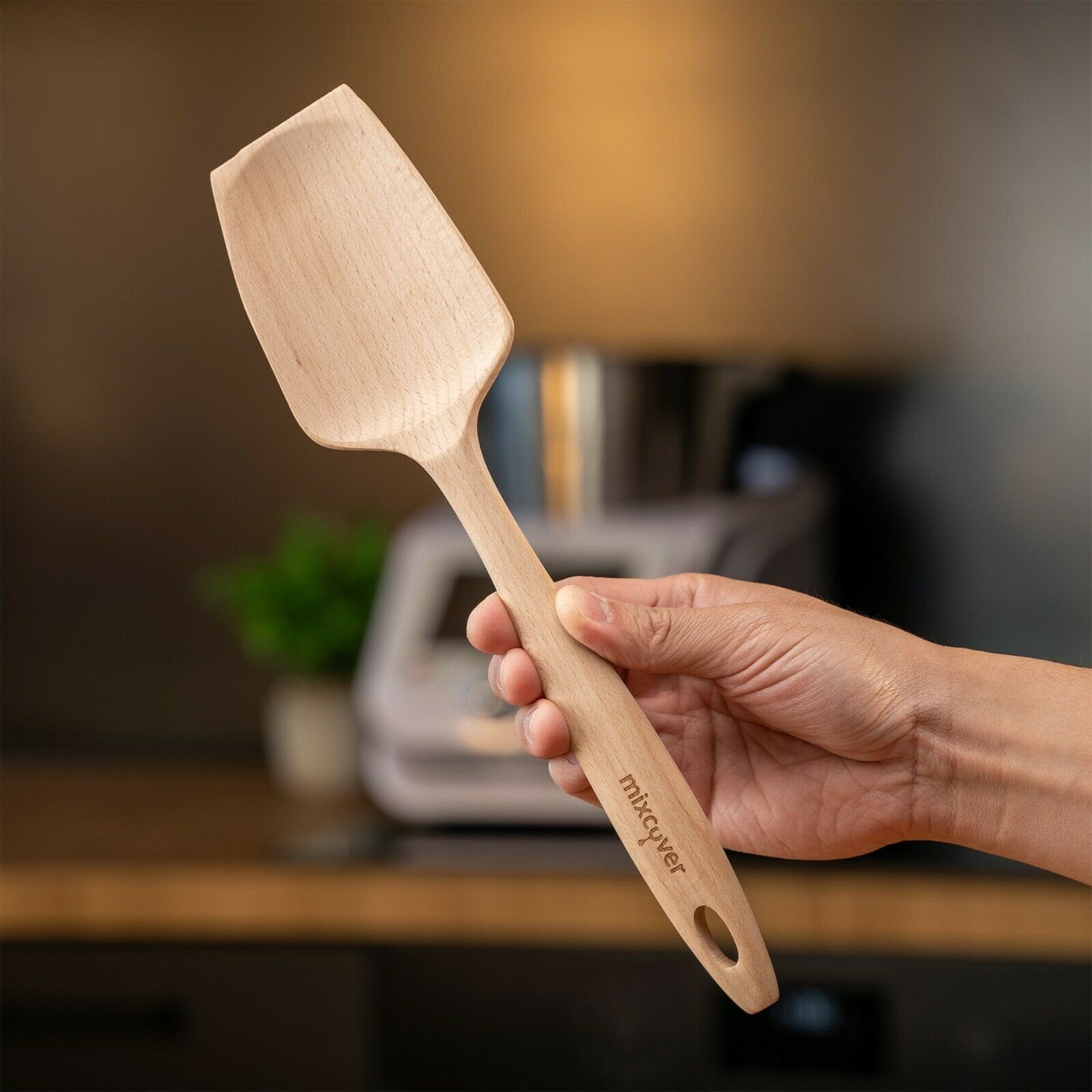 Cuisine Nachhaltiger Gravur Monsieur Holzspatel Mixcover Küchenmaschinen-Adapter mit Smart mixcover & Zubehör Connect