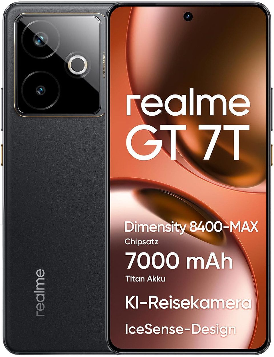 Realme Realme GT 7T 5G Handy, Dimensity 8400-MAX Chip, 360˚ NFC, Android Smartphone (17,93 cm/6.8 Zoll, 256 GB Speicherplatz, 50 MP Kamera)