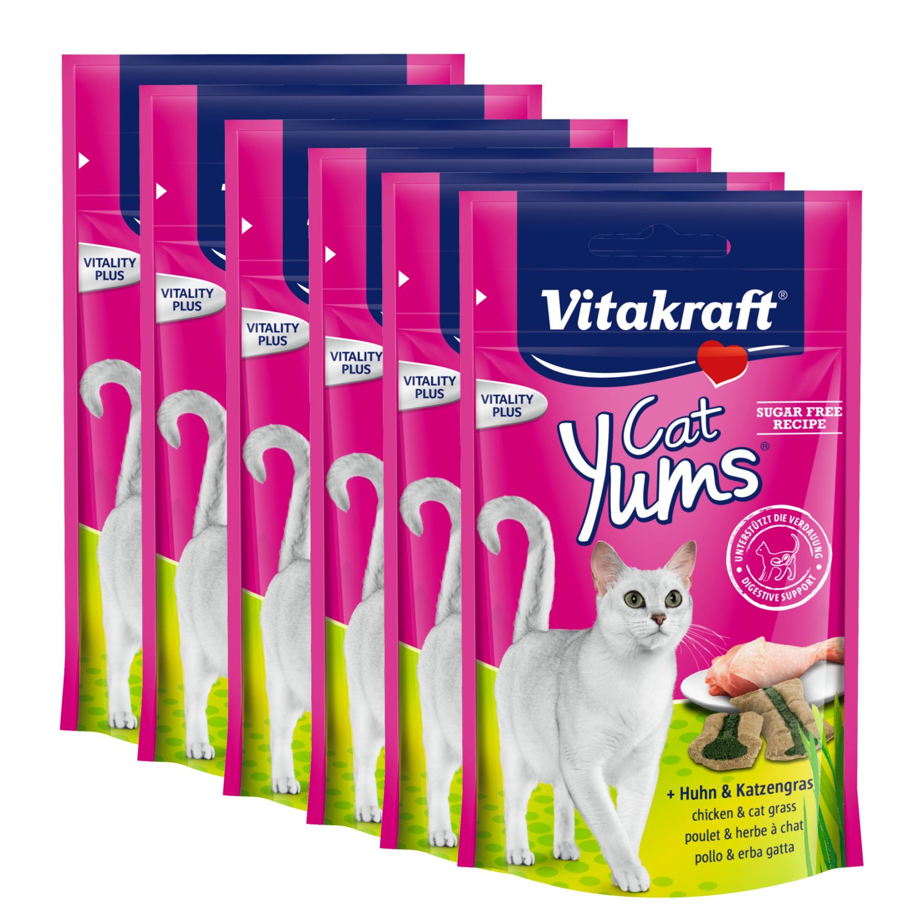 Vitakraft Katzensnack Cat Yums, Huhn & Katzengras, 9 x 40g