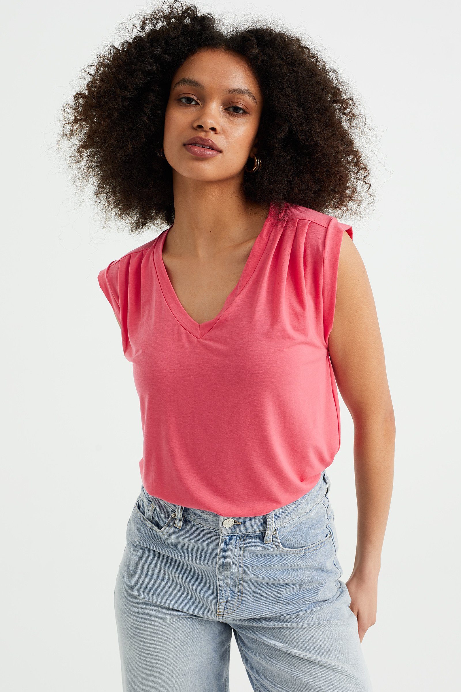 WE Fashion T-Shirt rosa Leuchtend (1-tlg)