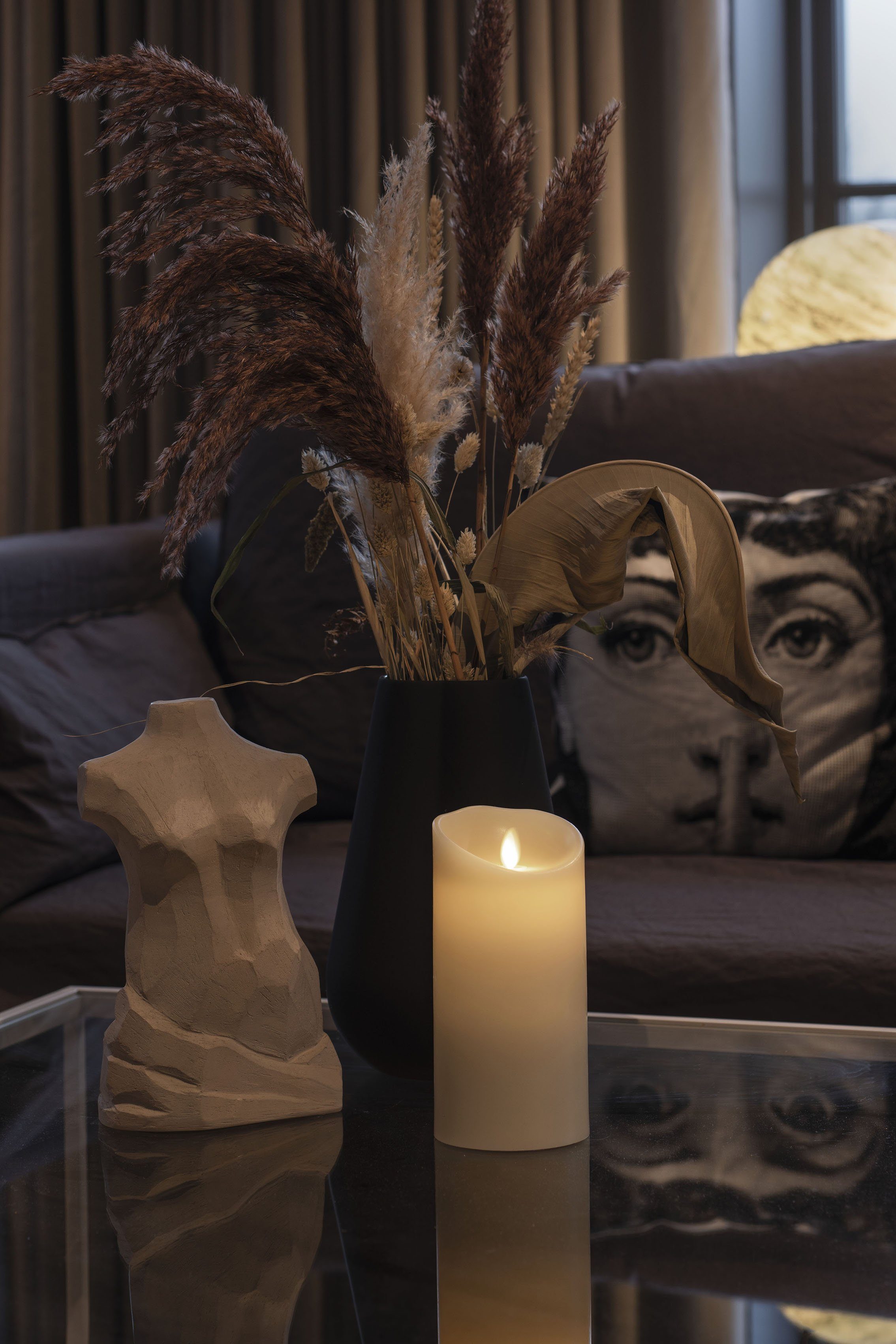 KONSTSMIDE LED-Kerze (1-tlg), LED Echtwachskerze cremeweiß, mit 3D Flamme und geschmolzener Kante