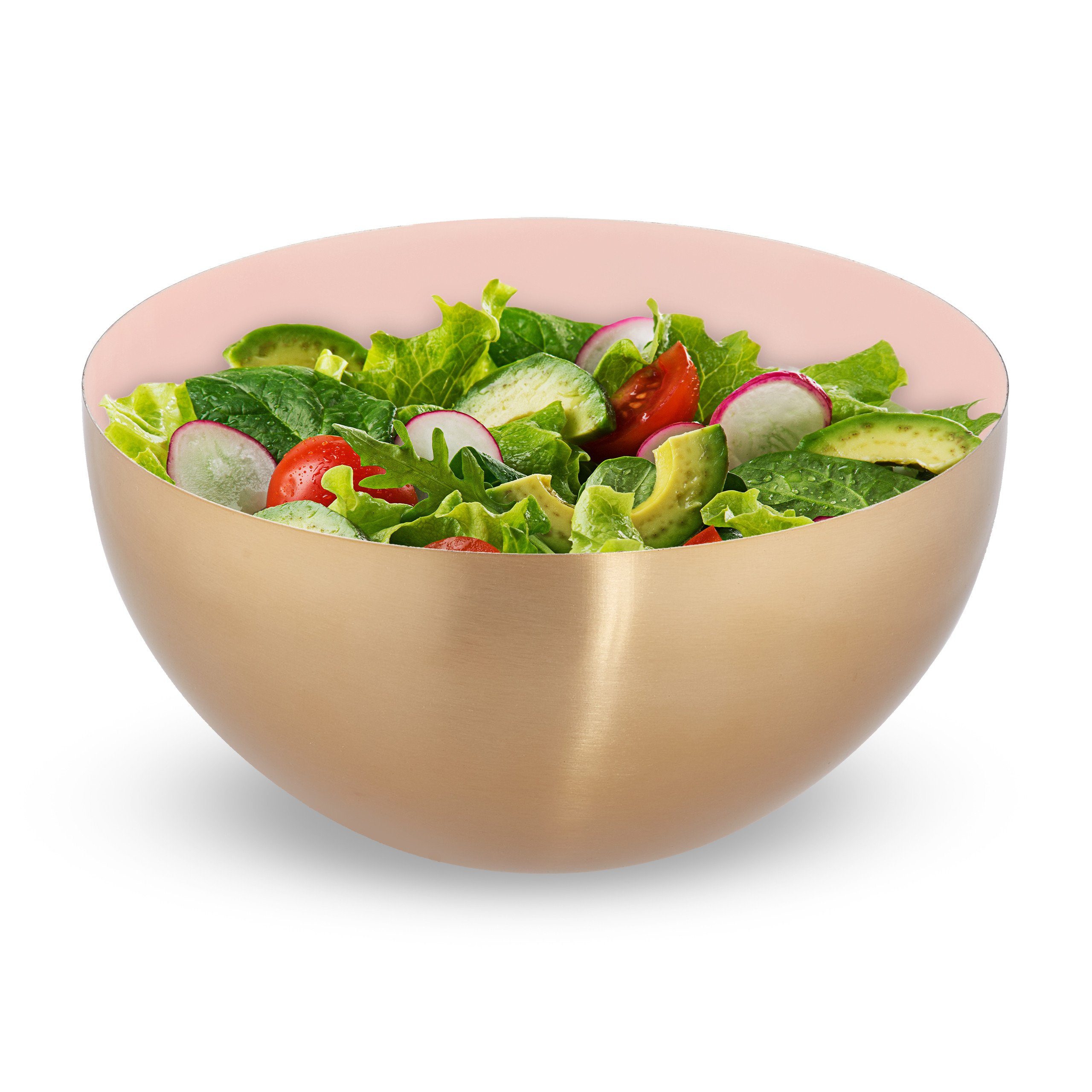 relaxdays Servierschüssel Edelstahl Salatschüssel Ø Rosa Gold 25 Edelstahl, Rosa cm