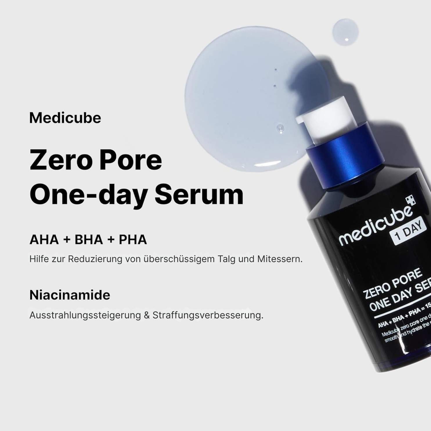 Medicube Gesichtsserum Zero Pore One Day Serum 30ml – Porenverfeinerndes Gesichtsserum mit 15,2 % AHA, BHA, PHA und 2 % Niacinamid – gegen, Mitesser, vergrößert – Bild 4 von 4