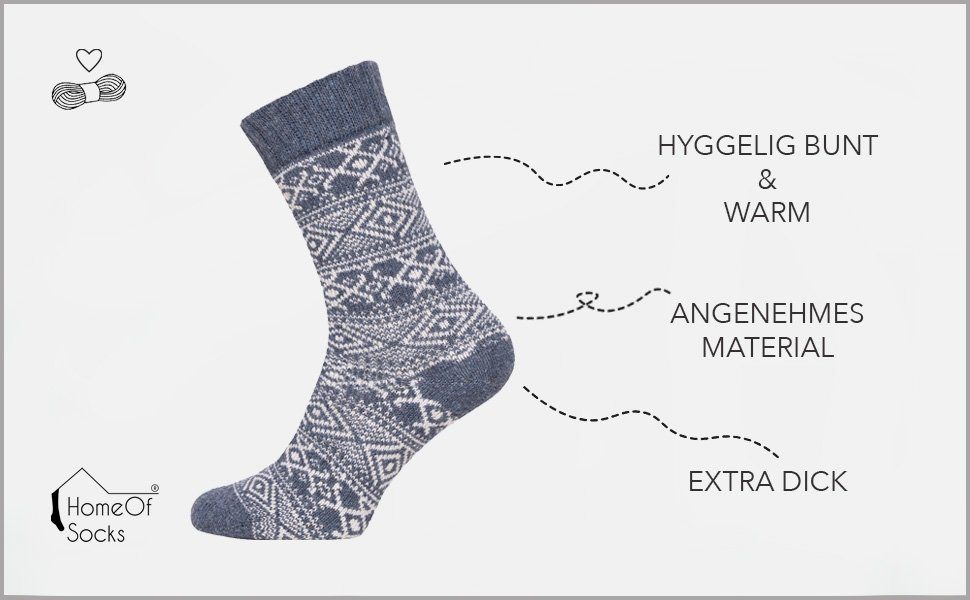 Norwegischem Skandinavische "Norwegen Socken Warm 45% Norwegersocken Klassisch" Mit Design In HomeOfSocks Kuschelsocken Wollsocke Hellblau Nordic Wollanteil Dicke Hyggelig