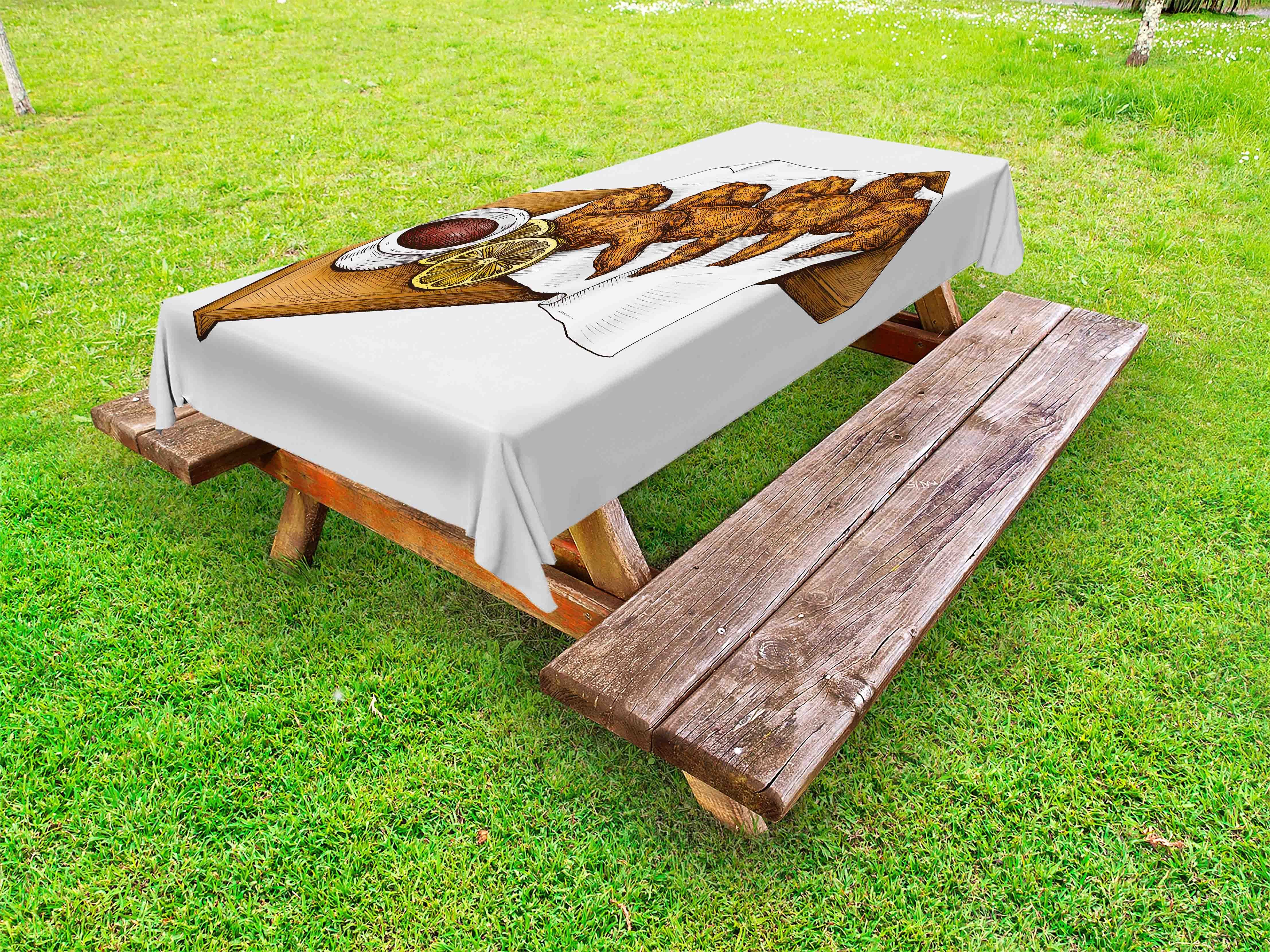 Abakuhaus Tischdecke dekorative waschbare Essen Holzbrett Wings Picknick-Tischdecke, Chicken auf