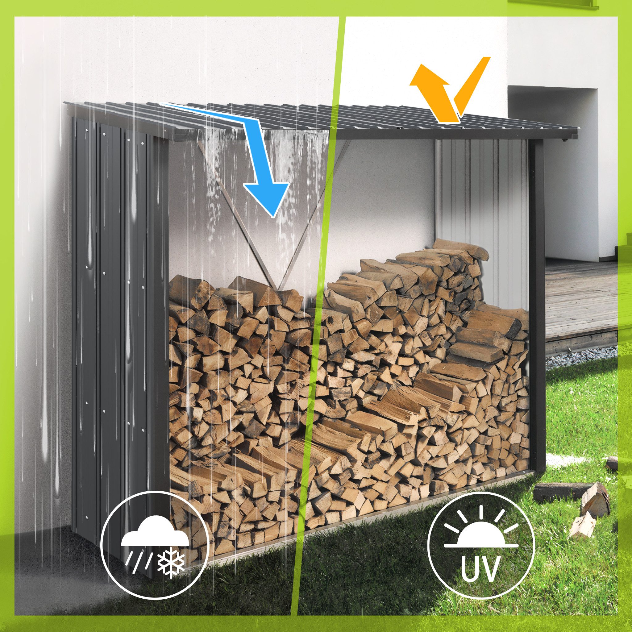 Mondeer Wellplatte Dachplatten(14-tlg), (14-St., inkl. 100 Schrauben), Trapezblech-Set, 8,3 m² Abdeckfläche, 105*57cm, Dunkelgrau