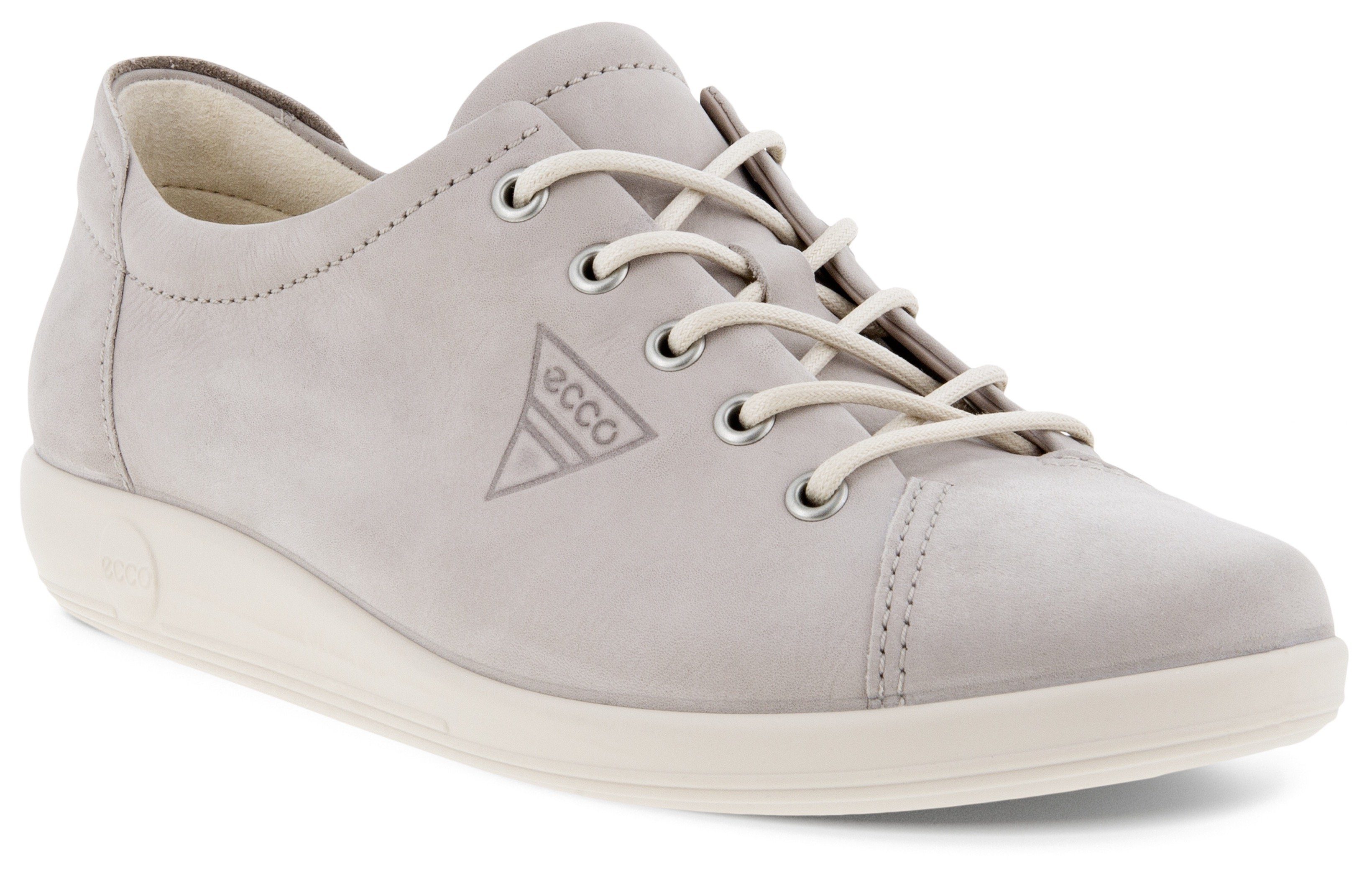 2.0 Soft Logo dezenter Prägung Schnürschuh mit Ecco Ecco hellgrau