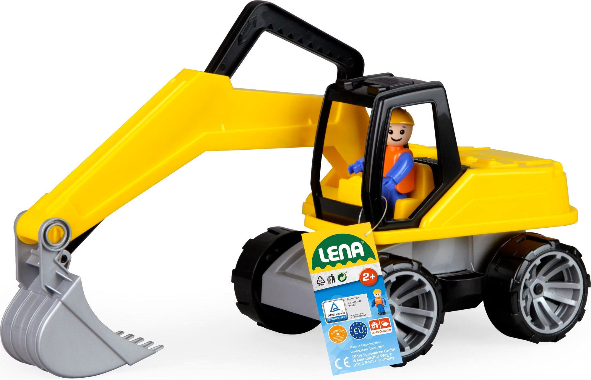 Lena® Spiel LENA TRUXX Bagger 38cm - Spielzeug Baufahrzeug mit Figur
