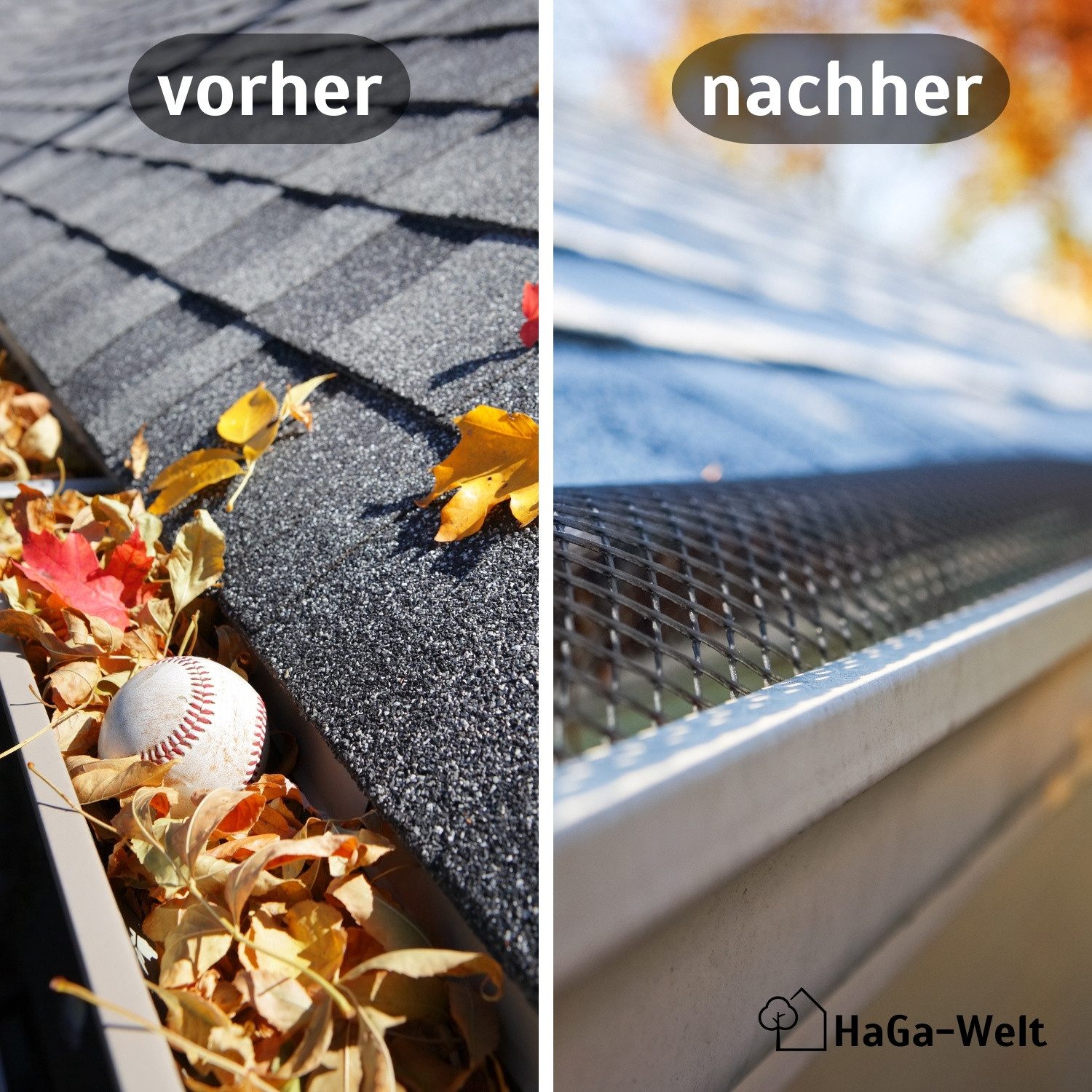 HaGa Dachrinne 10 St.Dachrinnenschutz 1m lang Laubstop Laubschutz, 10-St., Laubschutzgitter,Laubfang, für Dachrinnen 100mm-125mm – Bild 3 von 5