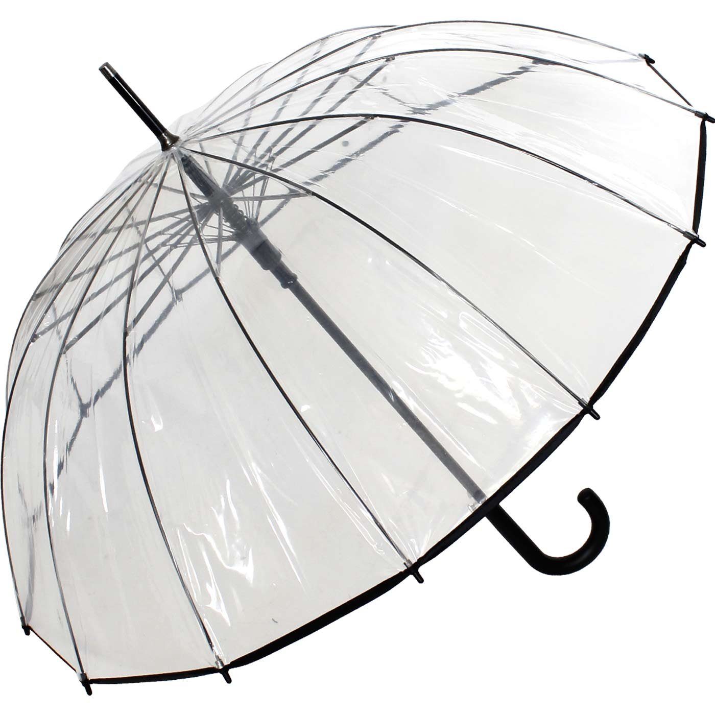HAPPY RAIN Stockregenschirm 14teiliger Regenschirm mit Automatik transparent, durchsichtig