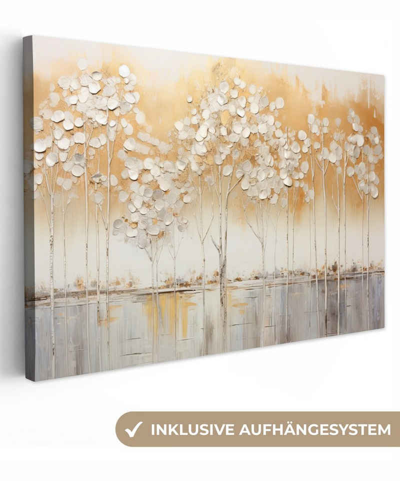 OneMillionCanvasses® Leinwandbild Bäume - Kunst - Acryl - Natur, (1 St), Wandbild Leinwandbilder, Aufhängefertig, Wanddeko, 30x20 cm