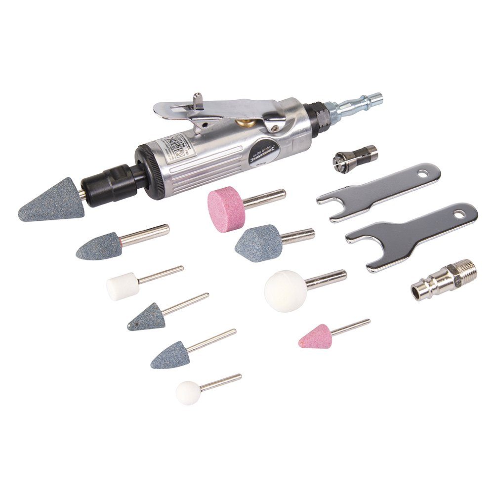 Druckluft-Stabschleifer Druckluft Geradschleifer mit Zubehör Set 15-tlg.