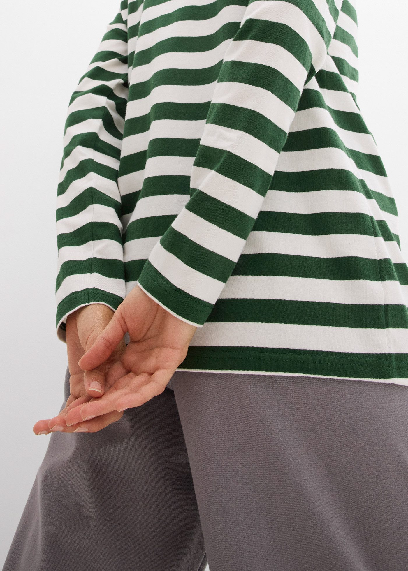 bonprix Langarmshirt Langarm, Ringel, aus reiner Baumwolle