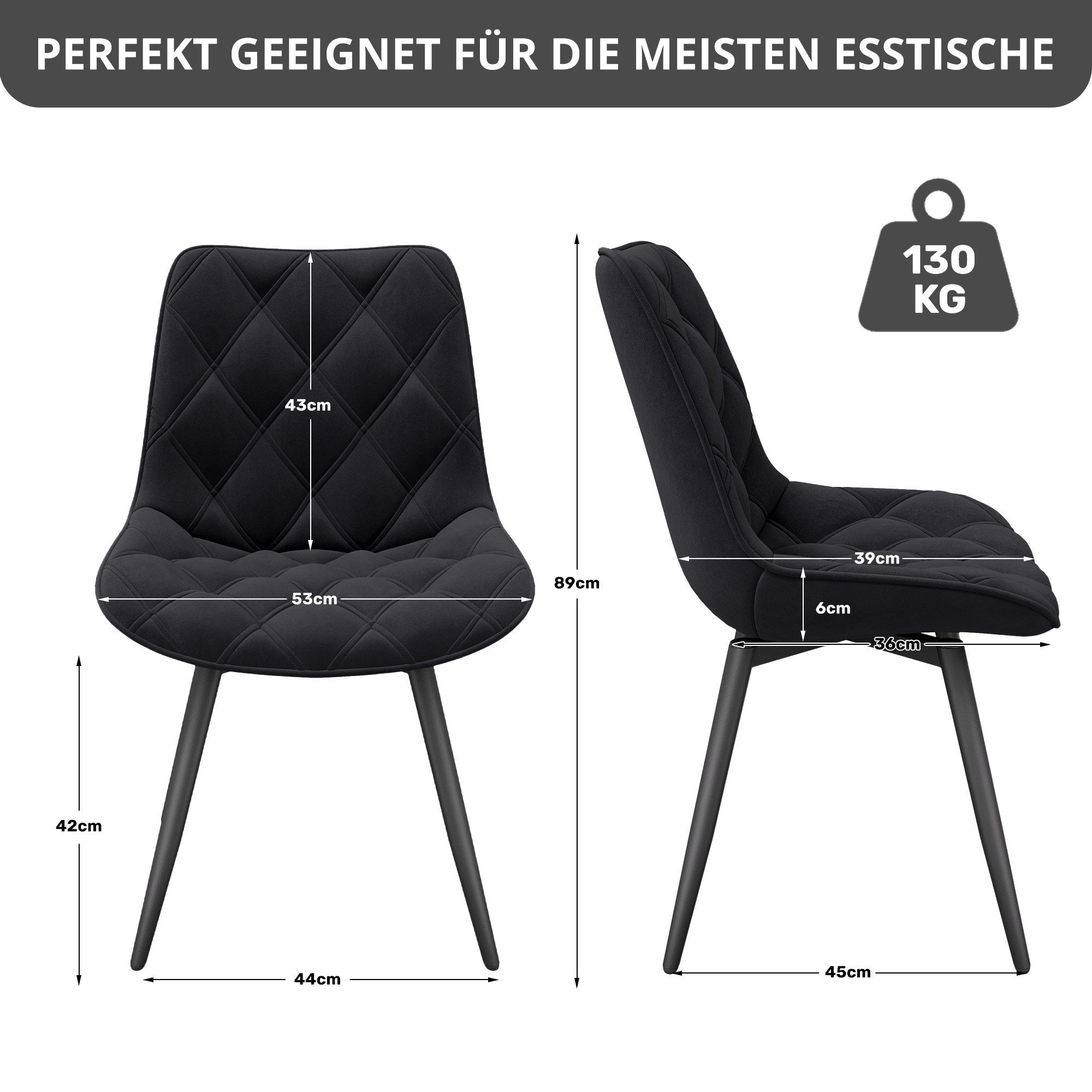 HawthyHome Esszimmerstuhl 2er-Set 360° Drehbar – Moderner Polsterstuhl für Wohnzimmer, Küche (4 St), 360° Drehbar – Bild 2 von 5