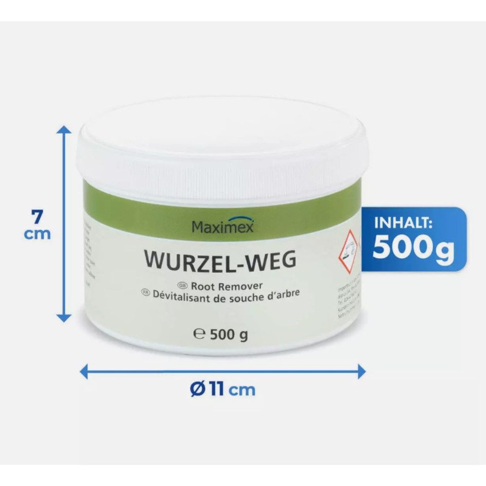 Maximex Pflanzen-Pilzfrei Wurzel weg Entferner, 500 g, 0.5 l, 500 ml, Spar-Set, 1-St., entfernen Sträucher Bäume Erde, für Wurzeln Vernichter Bäume