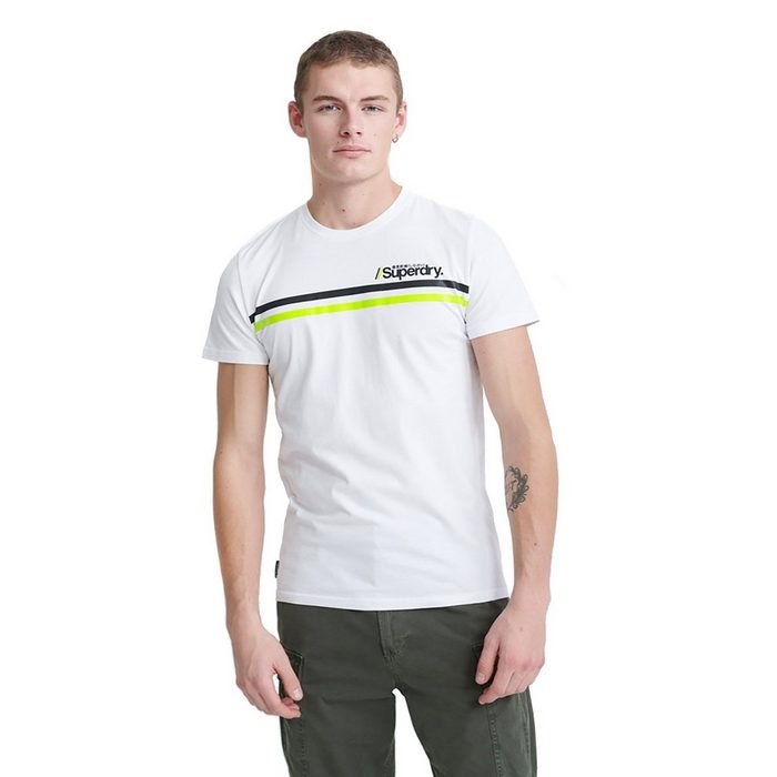 Superdry T-Shirt Superdry T-Shirt Herren CORE LOGO SPORT STRIPE TEE Optic