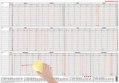 GÜSS Kalender Urlaubsplaner GÜSS Urlaubsübersicht für 20 Mitarbeiter, 12-20mb abwischbar