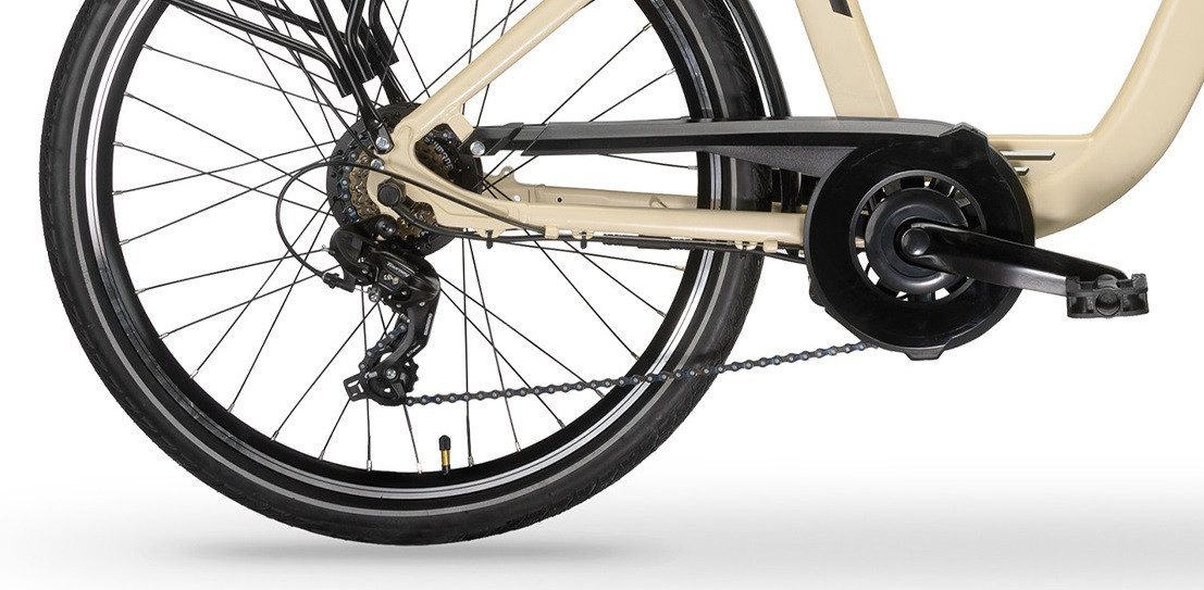MBM E-Bike, 6 Gang Shimano, Kettenschaltung, Heckmotor, 518 Wh, Elektro-Citybike RHEA 26 Zoll