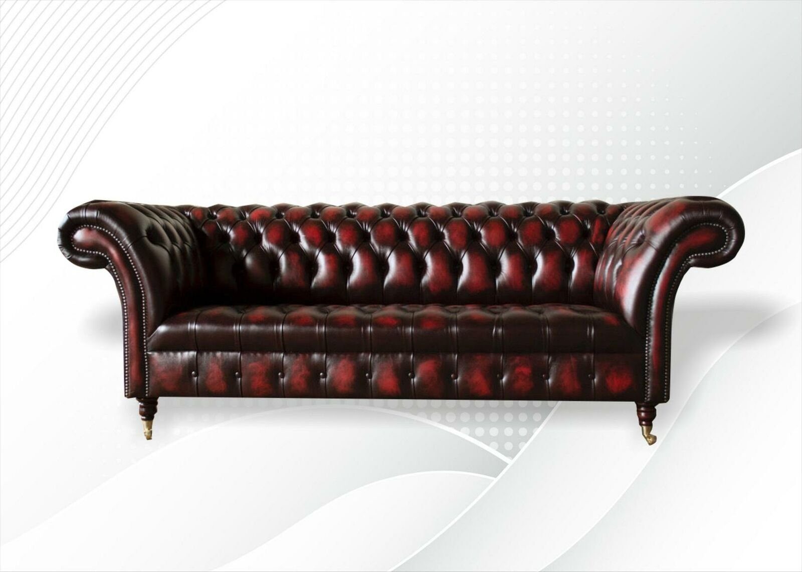 JVmoebel Chesterfield-Sofa Dunkelroter Dreisitzer Chesterfield 3-er Couch Modern Neu, Made in Europe